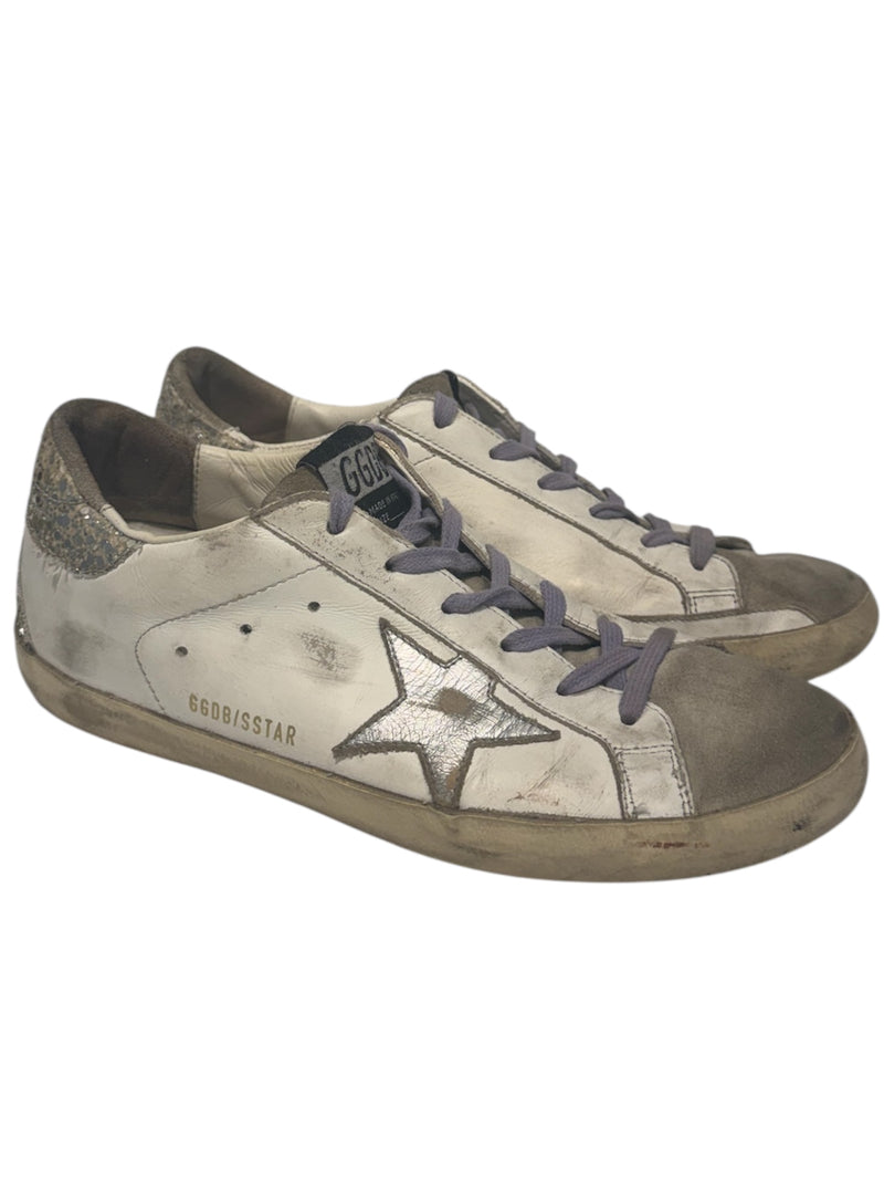 GOLDEN GOOSE/Low-Sneakers/EU 39/Leather/WHT/lavender laces, silver star