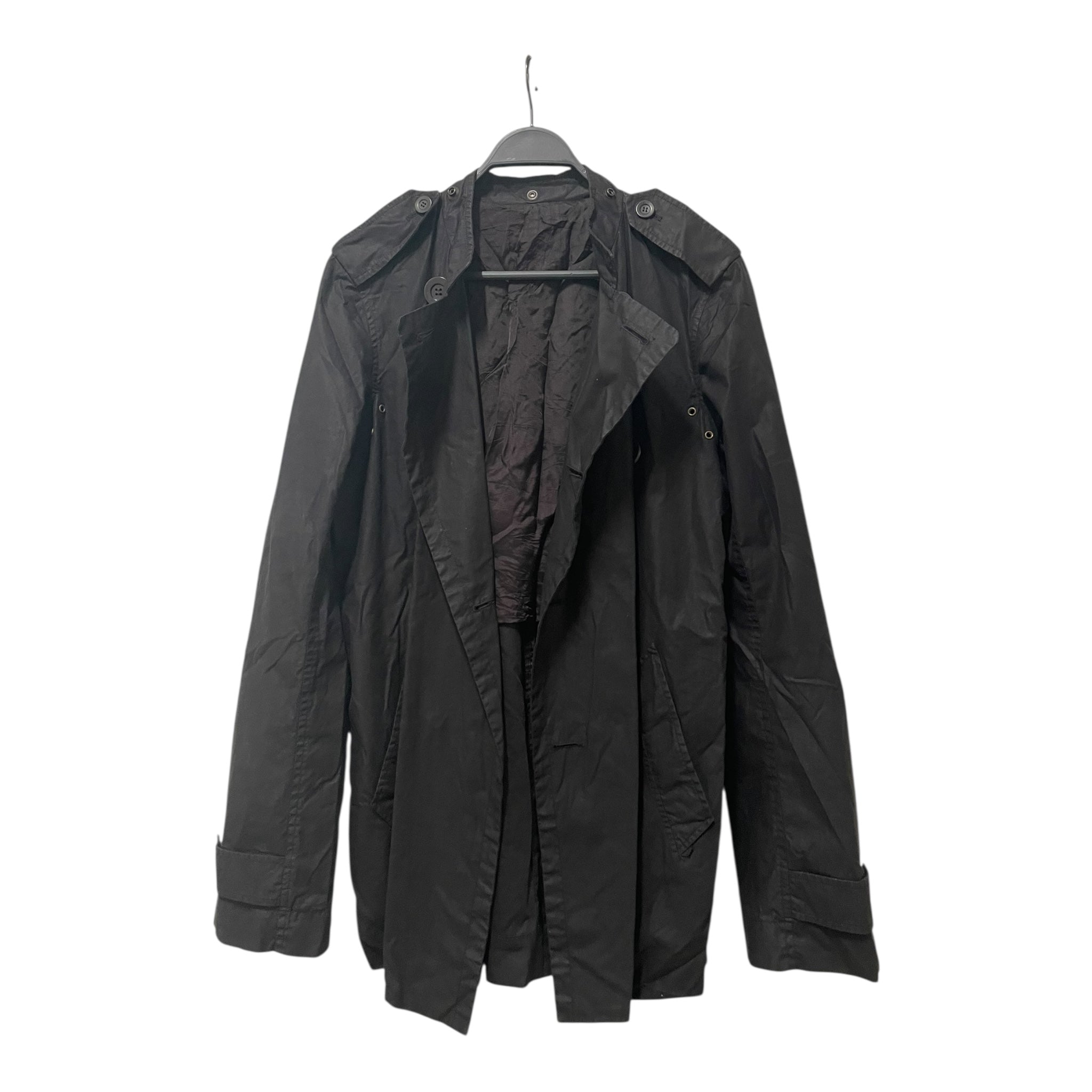 Rick Owens/Jacket/S/Cotton/BLK/missing hood buttoned view 1