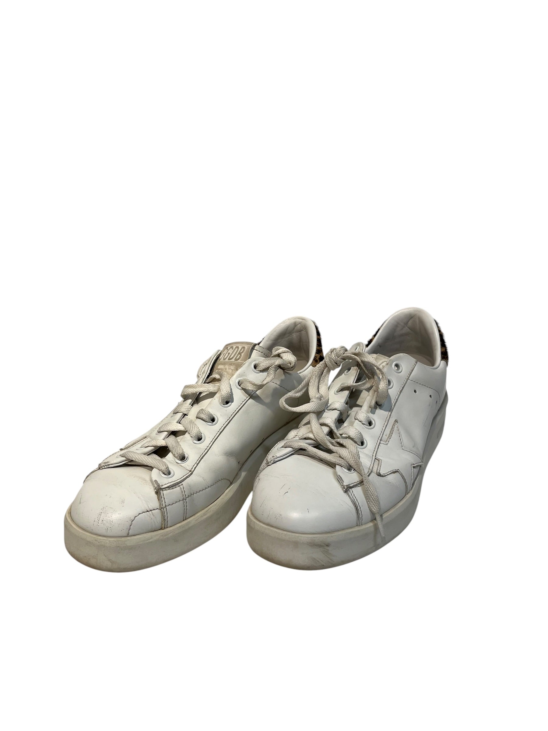GOLDEN GOOSE/Low-Sneakers/US 9.5/Leather/WHT/pure-star leopard back view 1