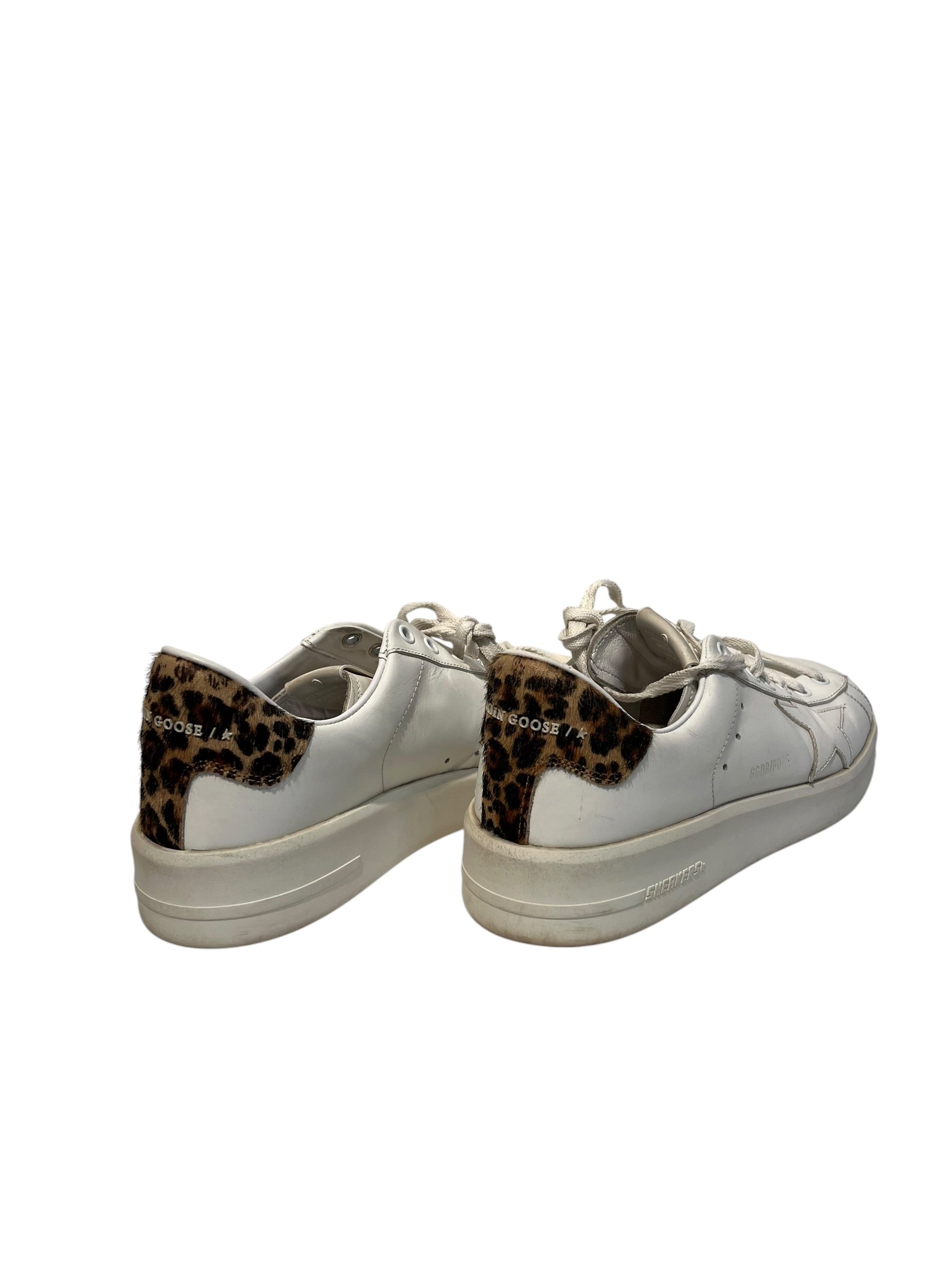 GOLDEN GOOSE/Low-Sneakers/US 9.5/Leather/WHT/pure-star leopard back view 2