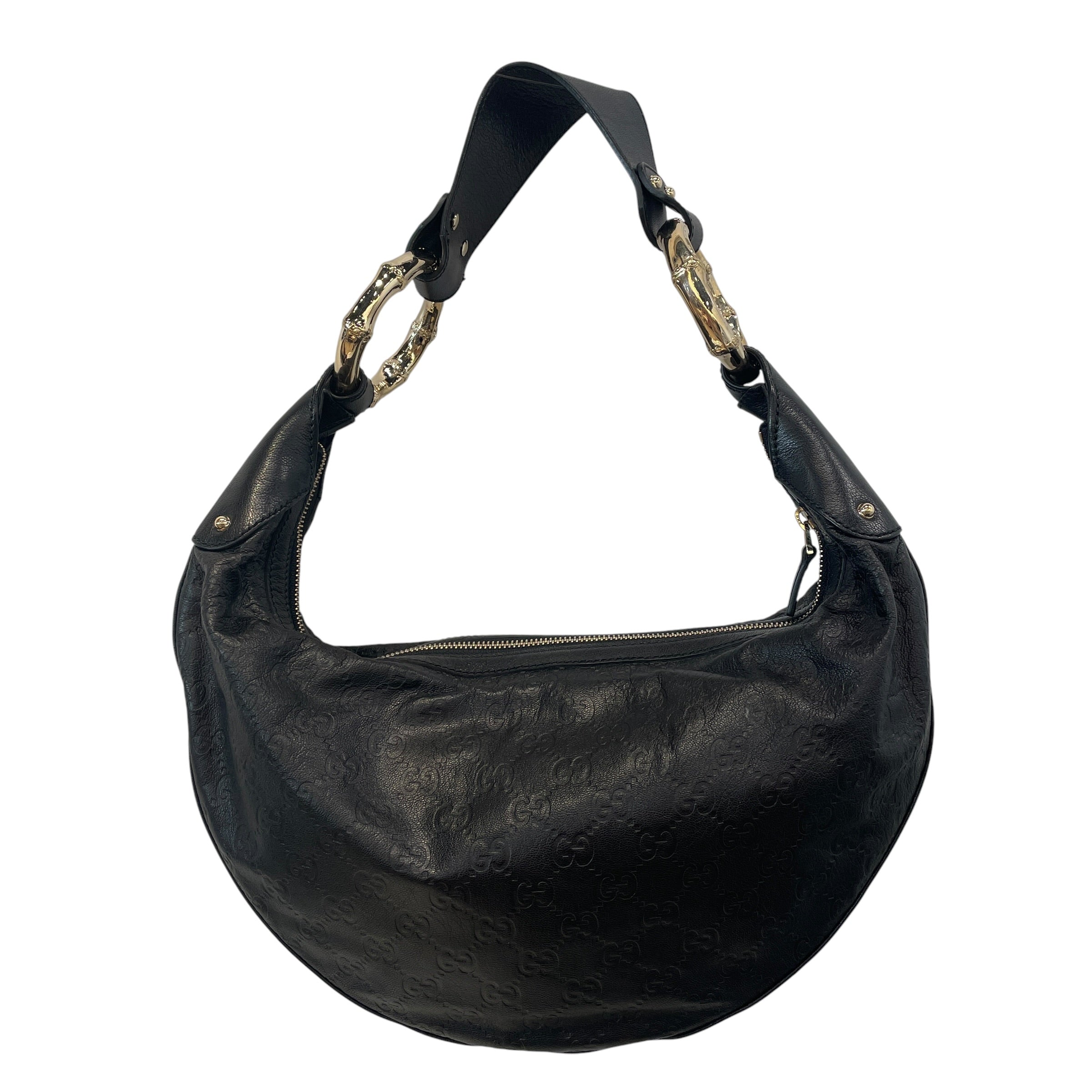 GUCCI/Bag/Leather/BLK/Guccissima hobo view 2
