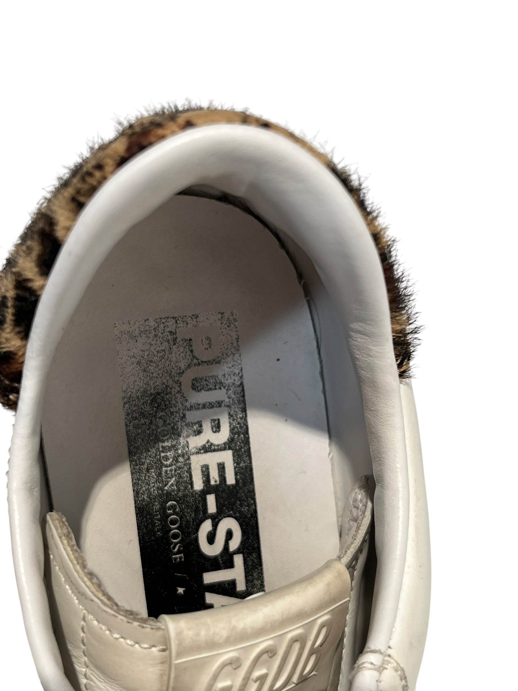 GOLDEN GOOSE/Low-Sneakers/US 9.5/Leather/WHT/pure-star leopard back view 3