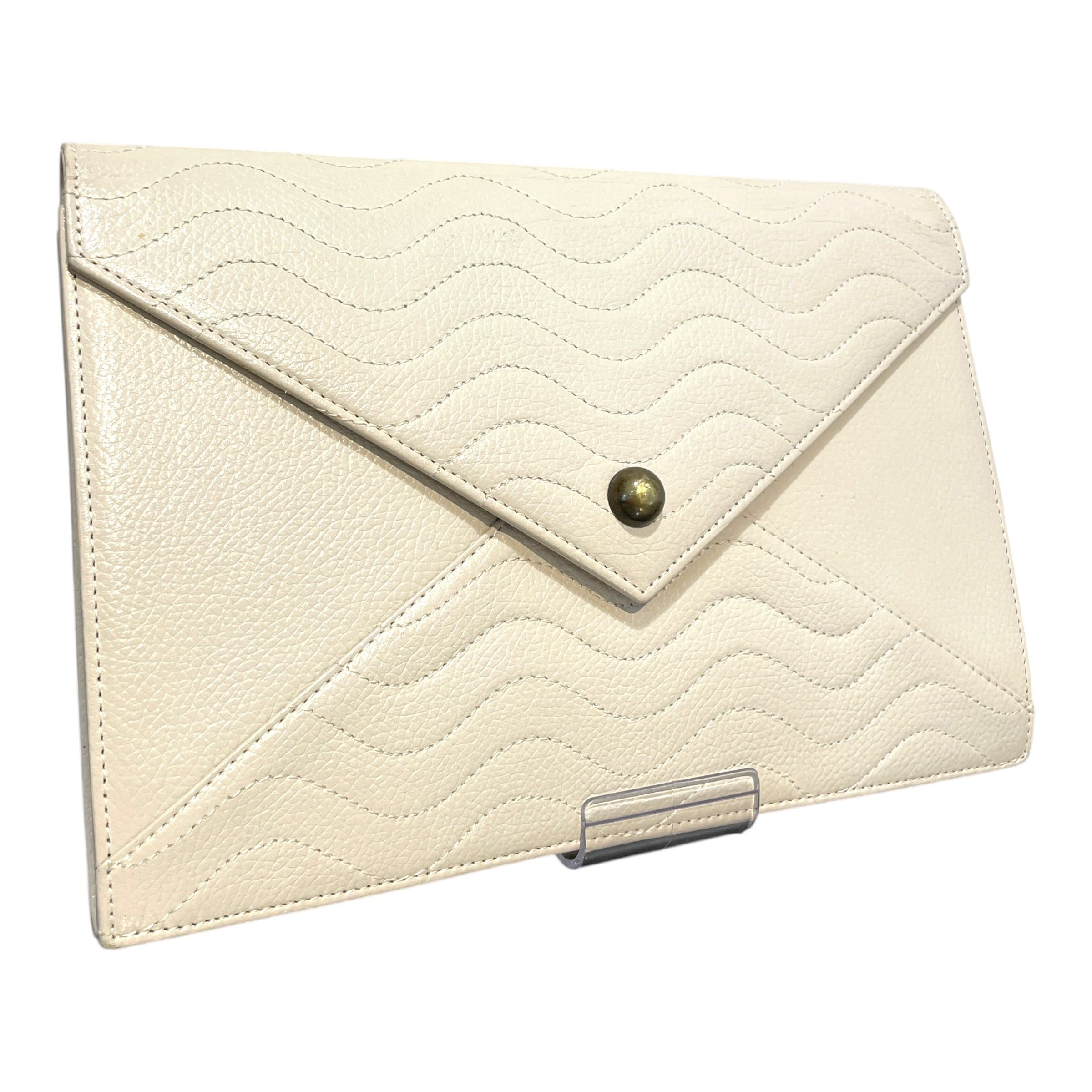YVES SAINT LAURENT/Clutch Bag/Leather/WHT/Vintage Quilted Wave Clutch view 1