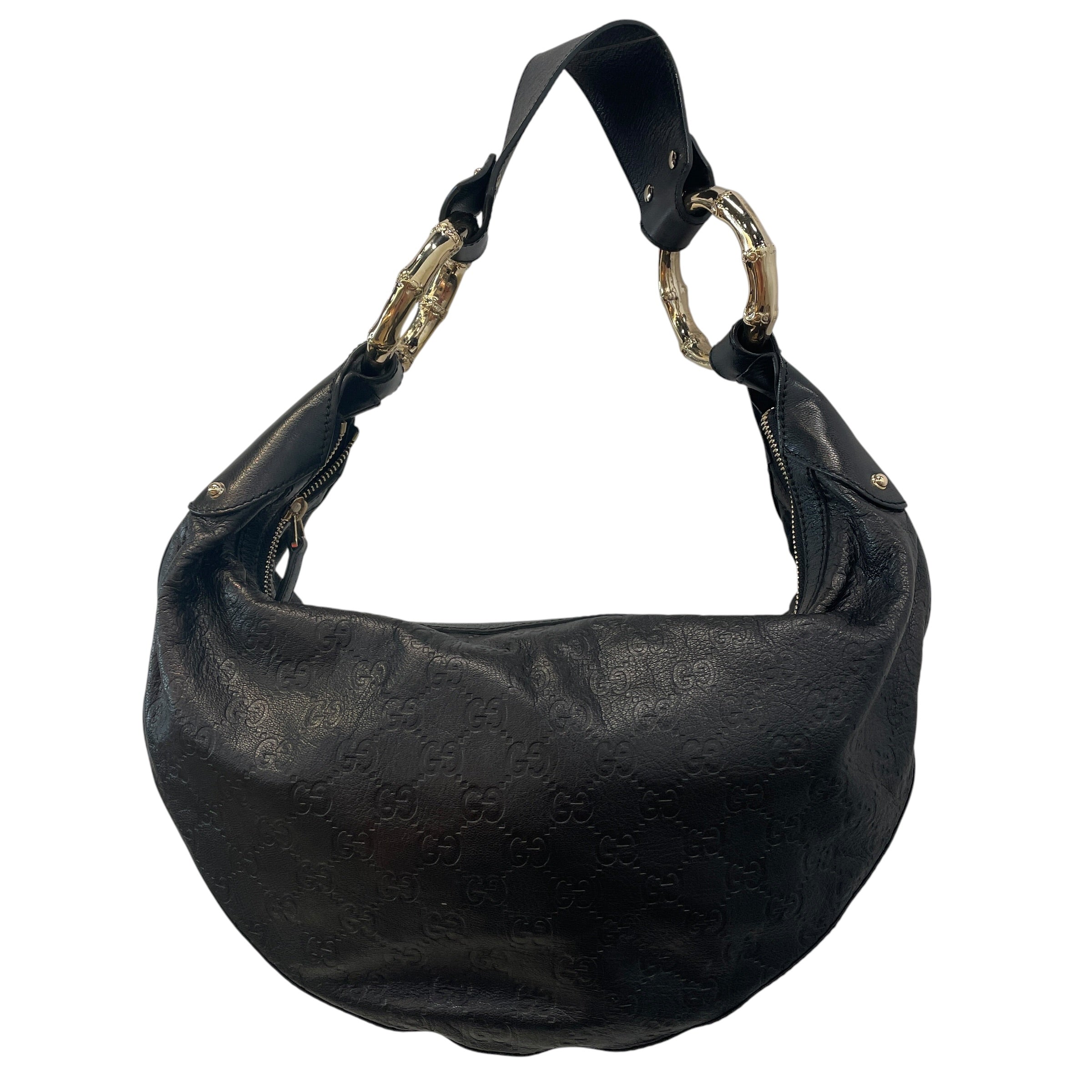 GUCCI/Bag/Leather/BLK/Guccissima hobo view 1