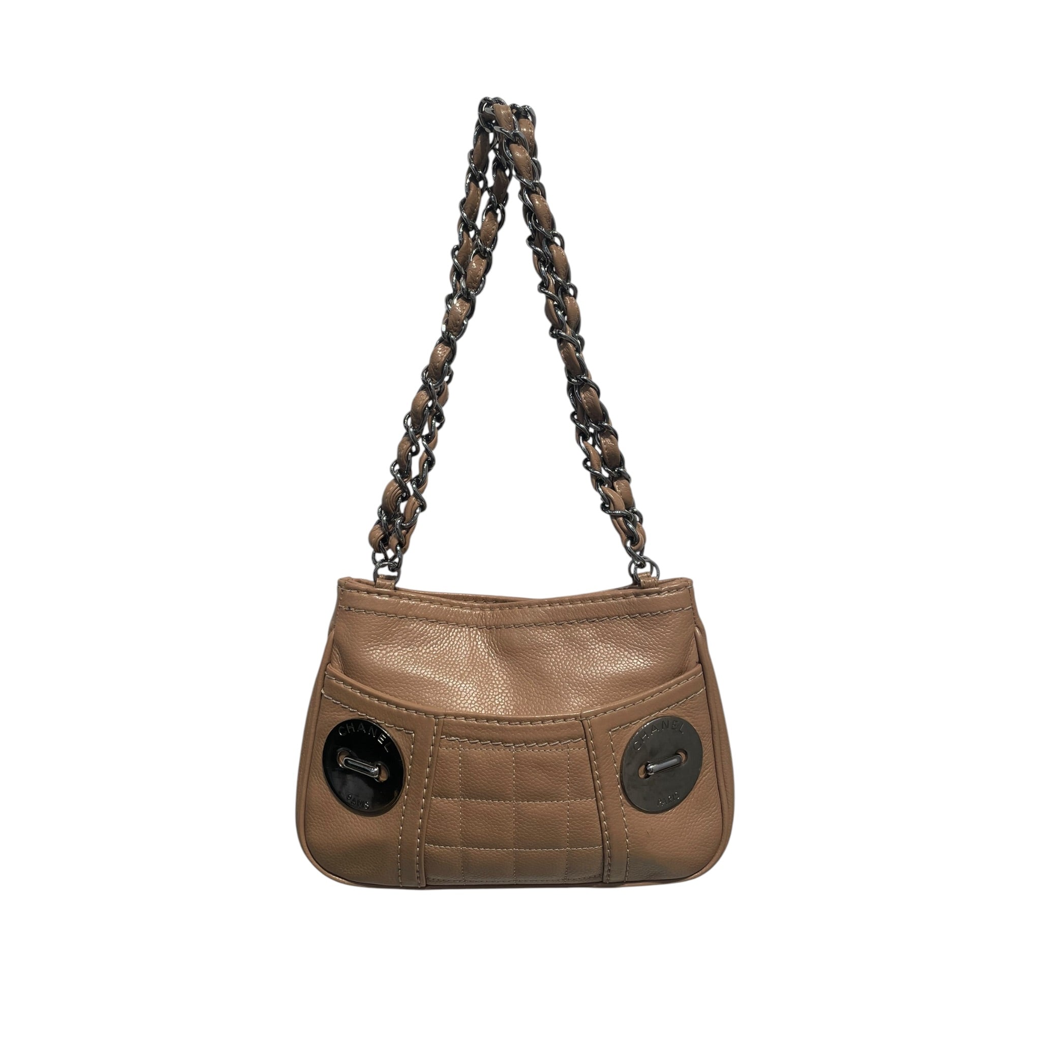 CHANEL/Hand Bag/Leather/BEG/BUTTON BAG view 1