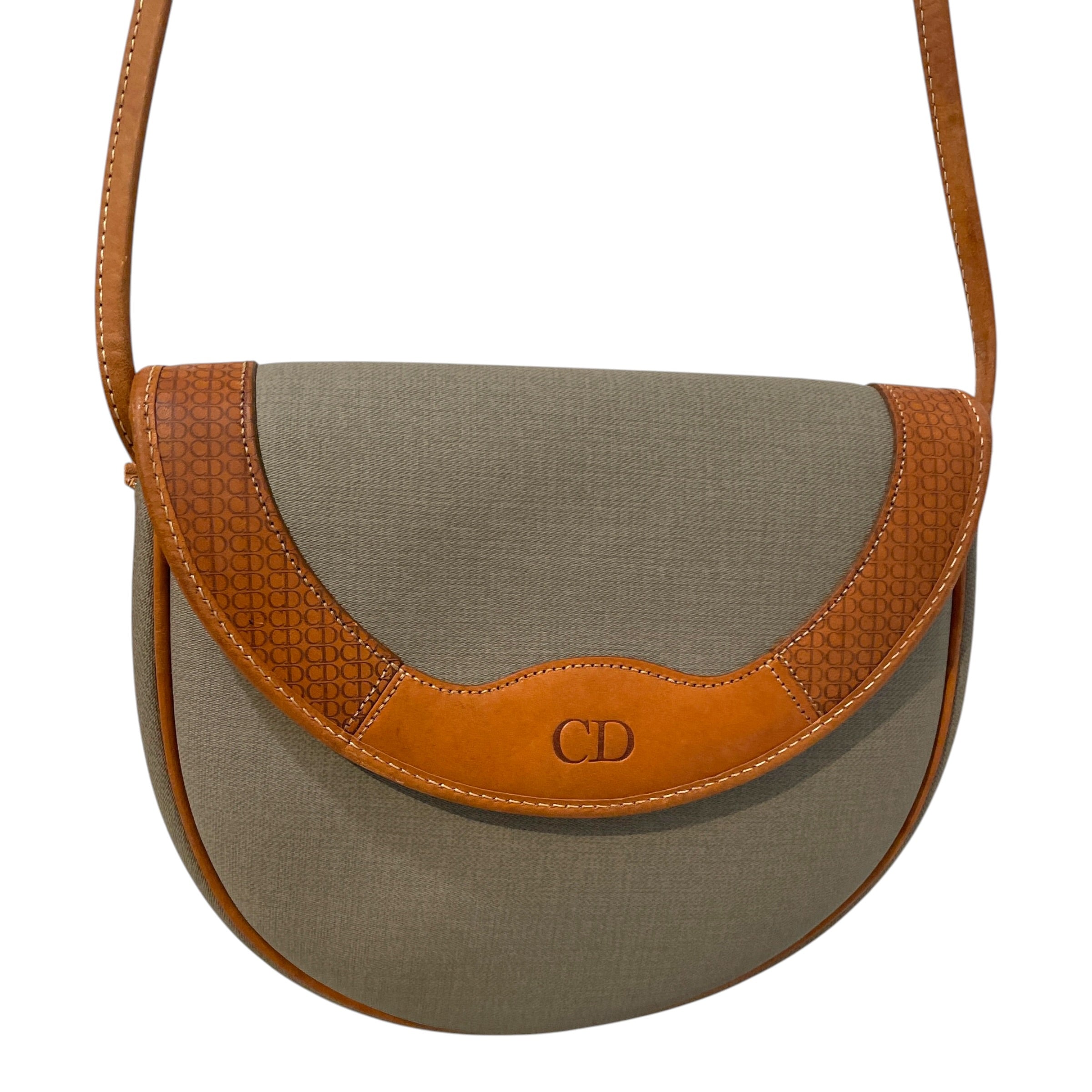 Christian Dior/Cross Body Bag/Leather/GRY/Grey Canvas 'CD' Logo Bag view 2