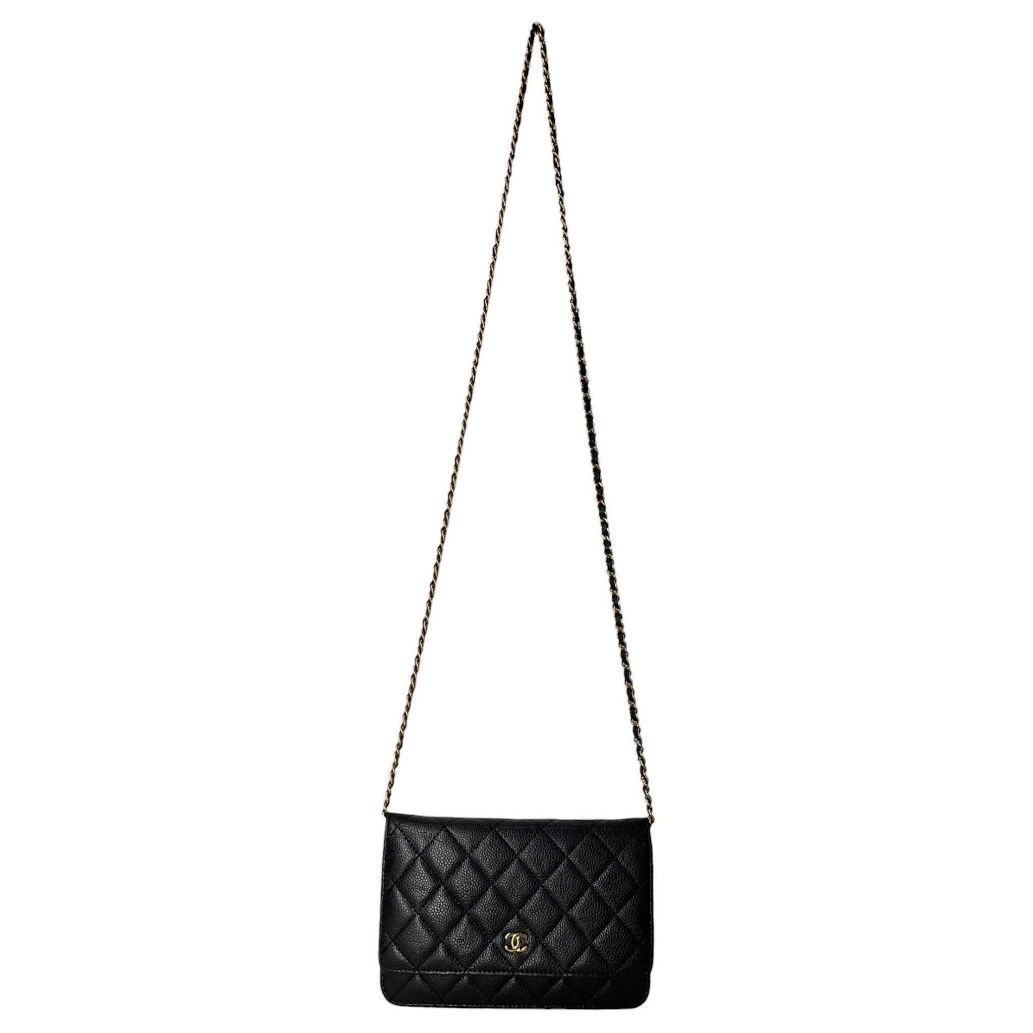 CHANEL/Bag/Leather/BLK/QUILTED CAVIAR WALLET W CHAIN view 1