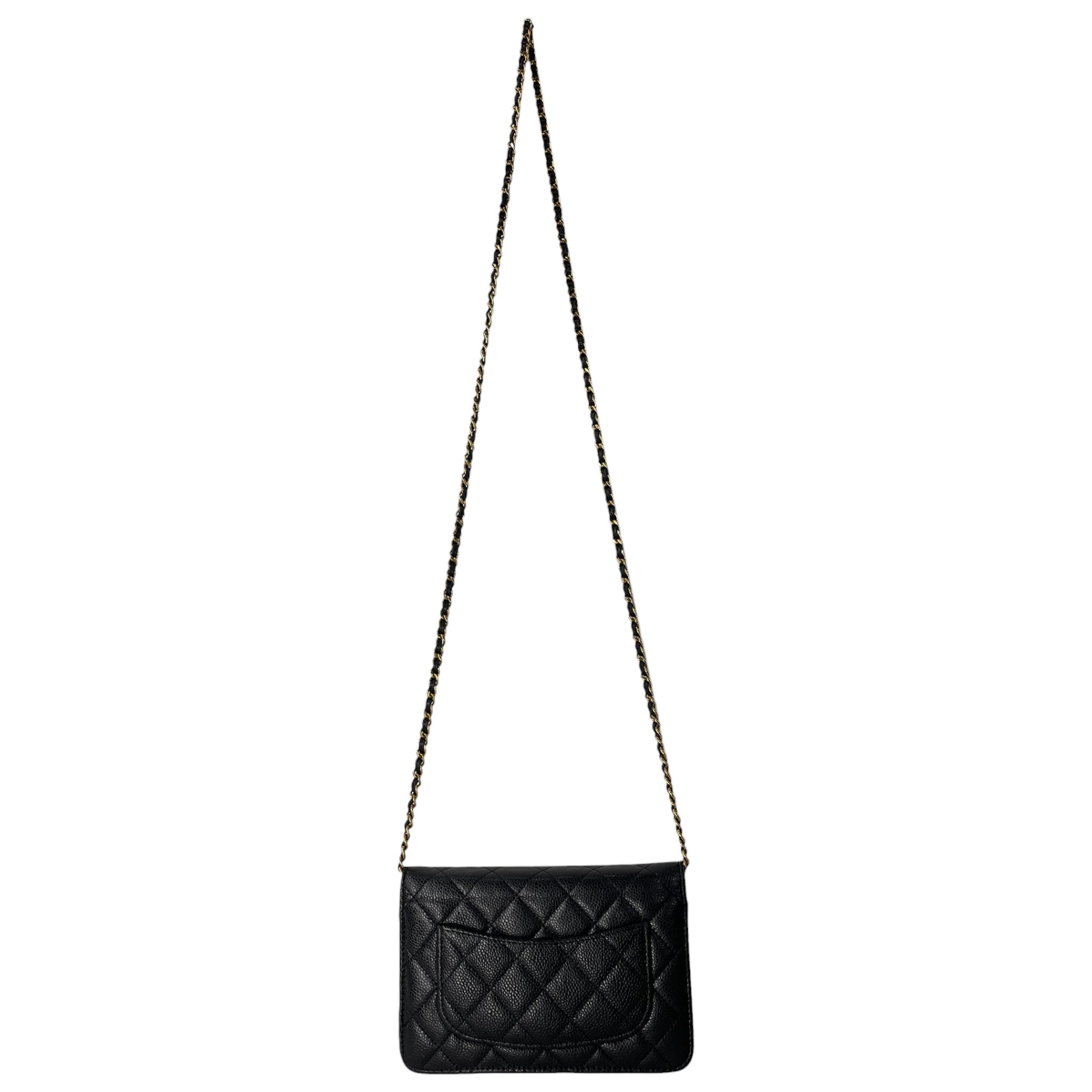 CHANEL/Bag/Leather/BLK/QUILTED CAVIAR WALLET W CHAIN view 2