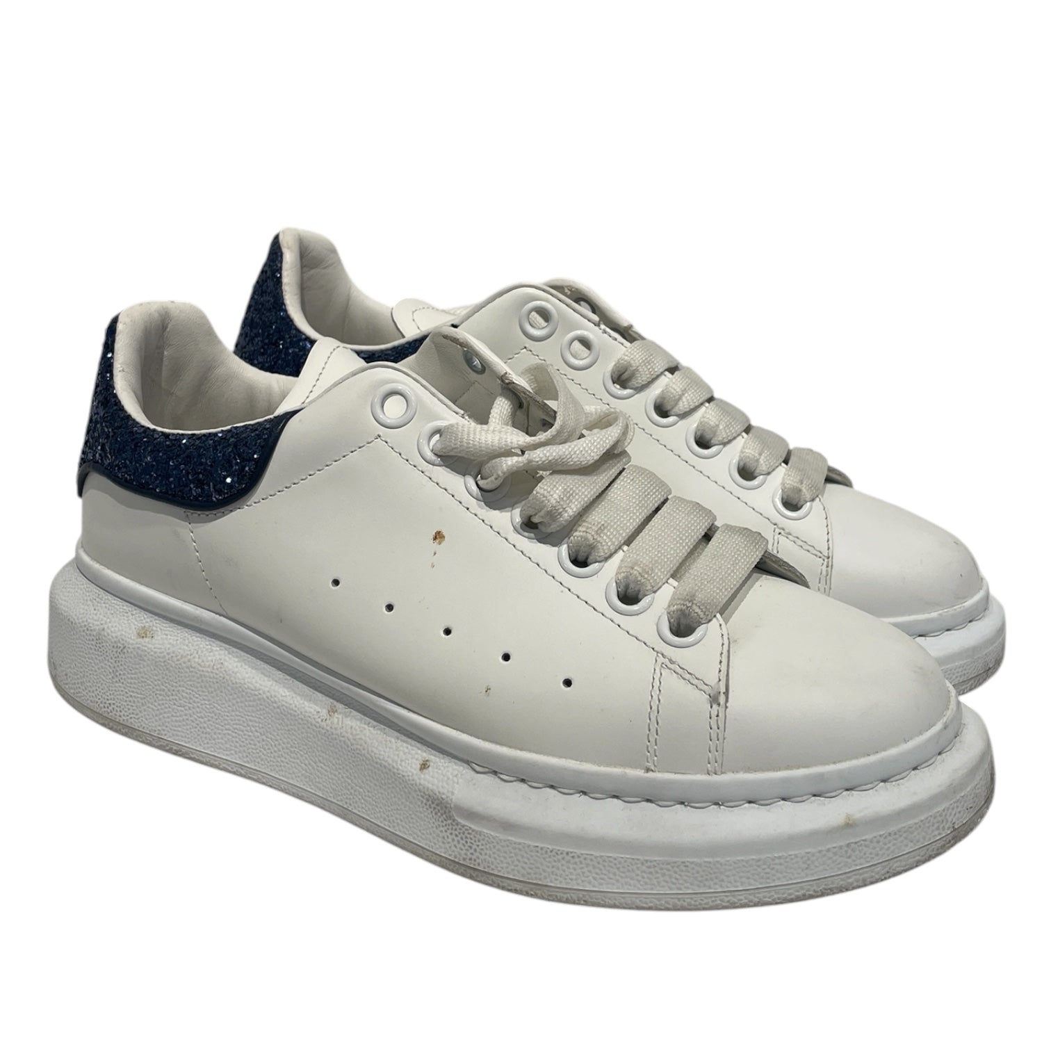Alexander McQueen/Low-Sneakers/EU 37/Leather/WHT/BLUE SPARKLE view 1