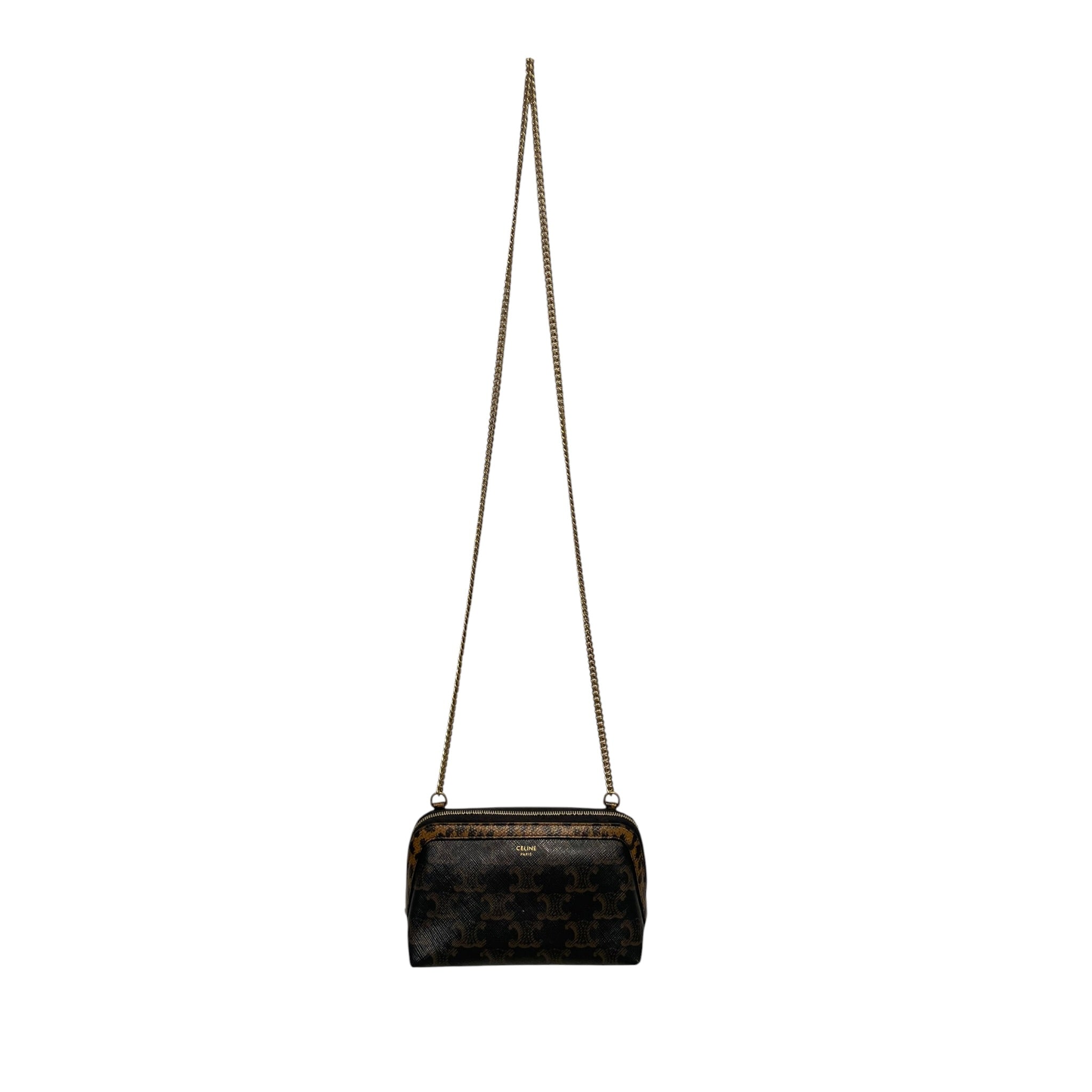 CELINE/Cross Body Bag/Monogram/Leather/BRW/TRIOMPH CLUTCH ON CHAIN view 1
