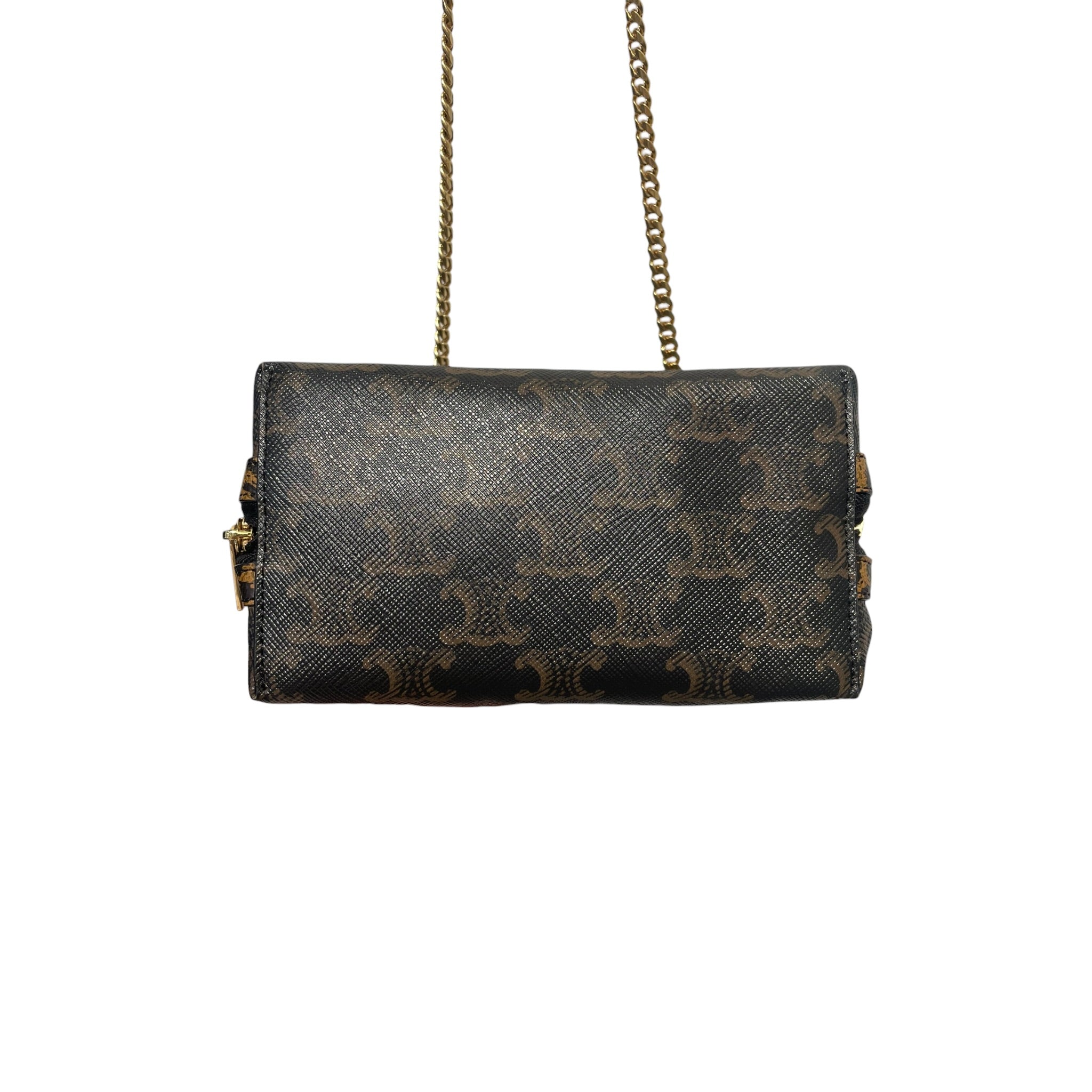 CELINE/Cross Body Bag/Monogram/Leather/BRW/TRIOMPH CLUTCH ON CHAIN view 3