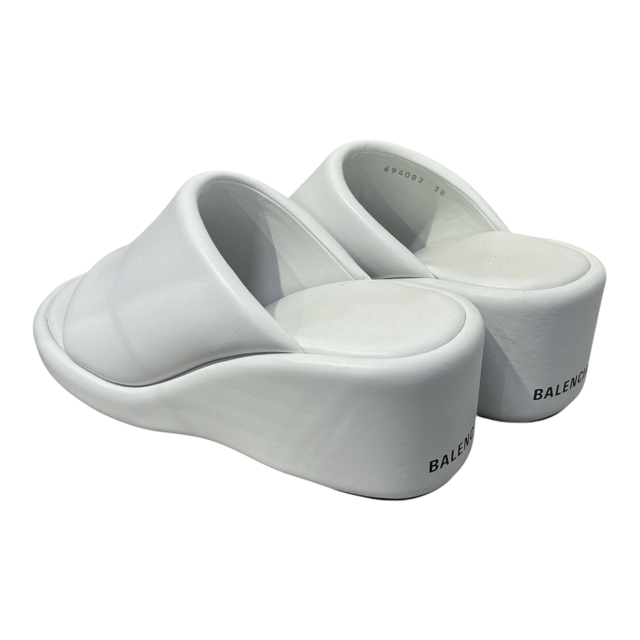 BALENCIAGA/Sandals/EU 38/Leather/WHT/WEDGE SANDAL view 2