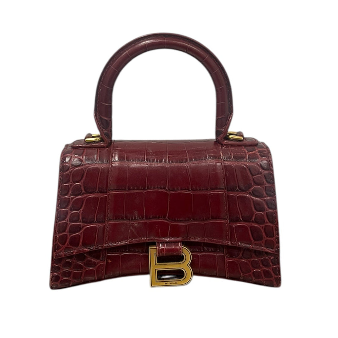 BALENCIAGA/Bag/Leather/RED/HOURGLASS CROCODILE view 1