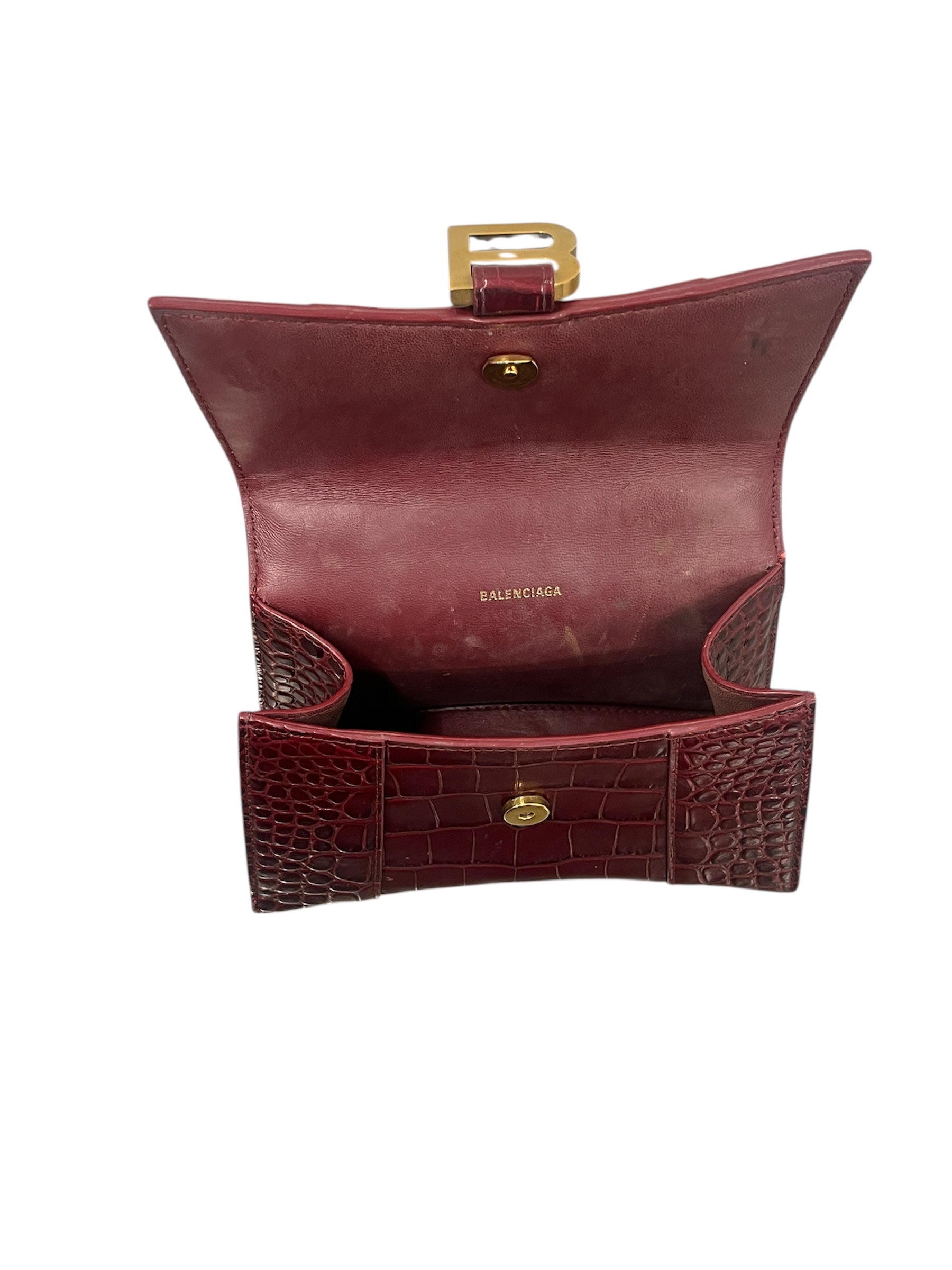 BALENCIAGA/Bag/Leather/RED/HOURGLASS CROCODILE view 5