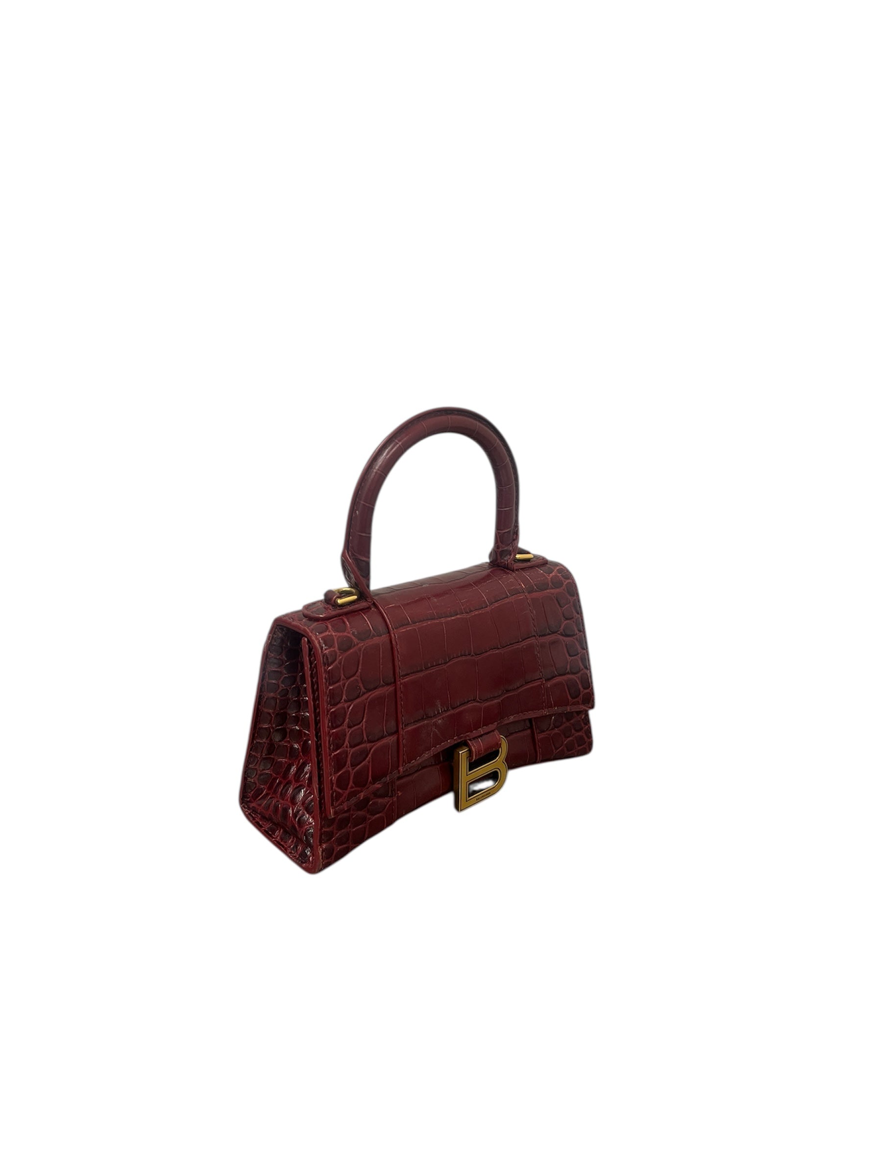 BALENCIAGA/Bag/Leather/RED/HOURGLASS CROCODILE view 4