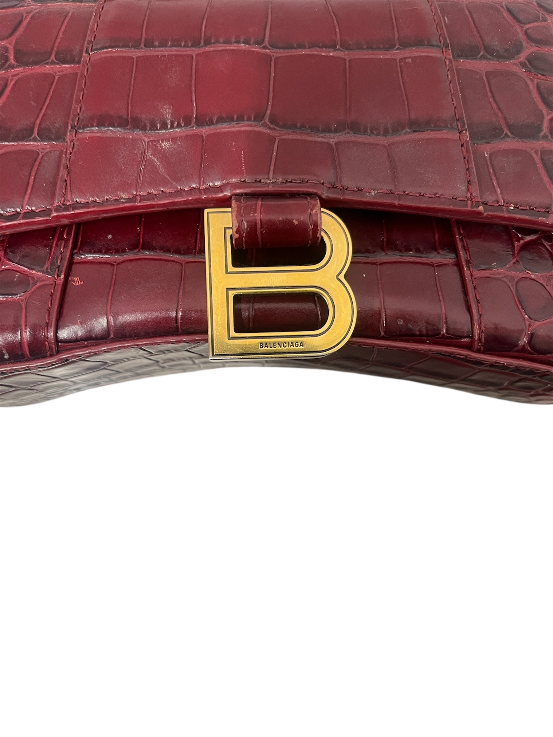 BALENCIAGA/Bag/Leather/RED/HOURGLASS CROCODILE view 6