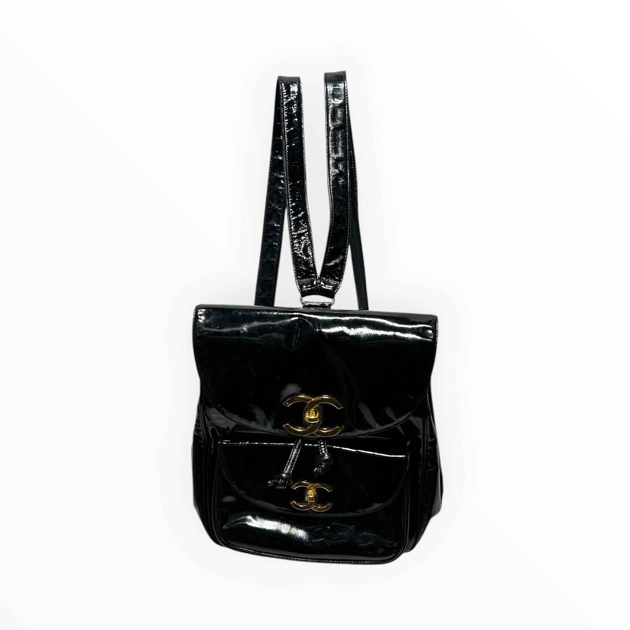 CHANEL/Backpack/Leather/BLK/PATENT LEATHER CC view 1