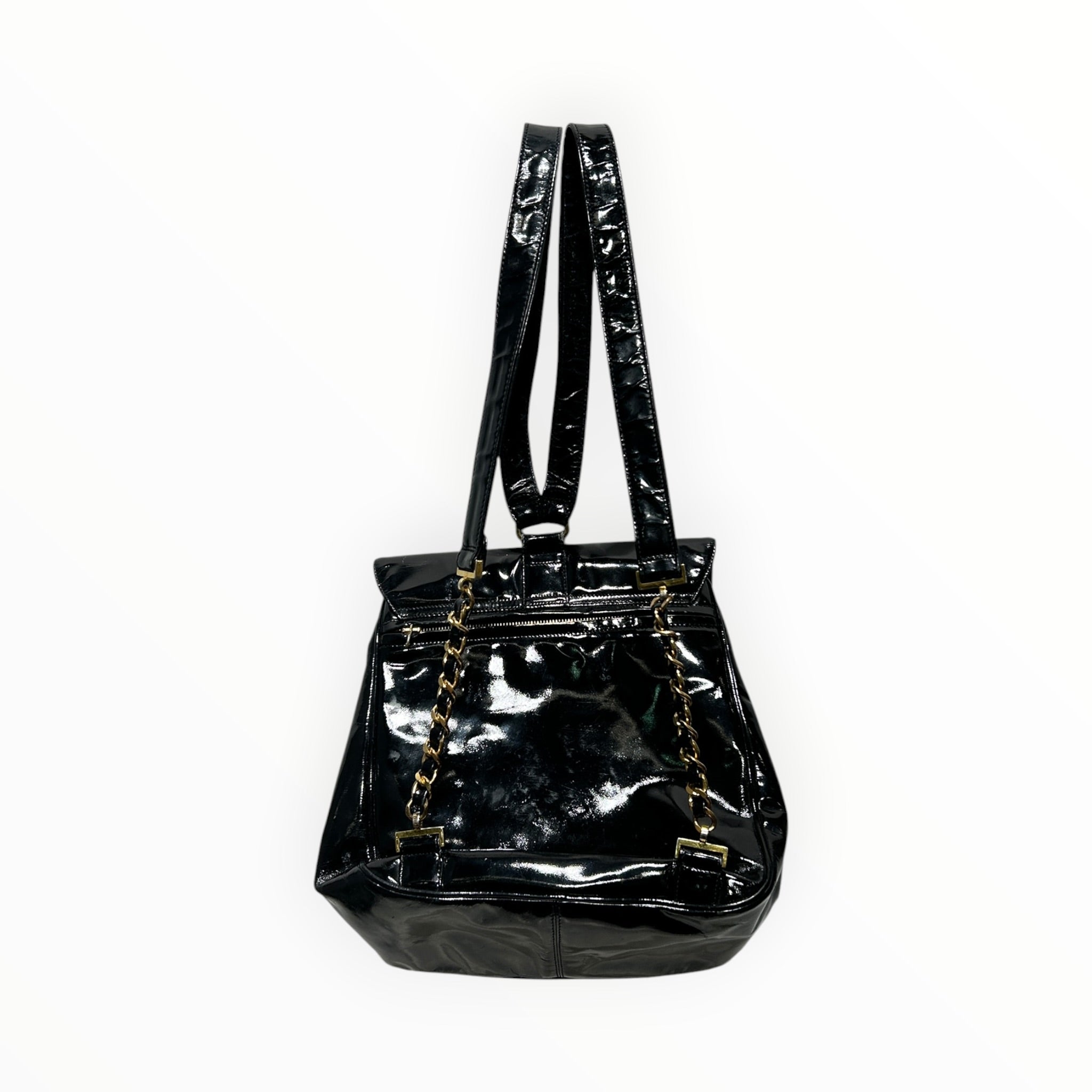 CHANEL/Backpack/Leather/BLK/PATENT LEATHER CC view 2