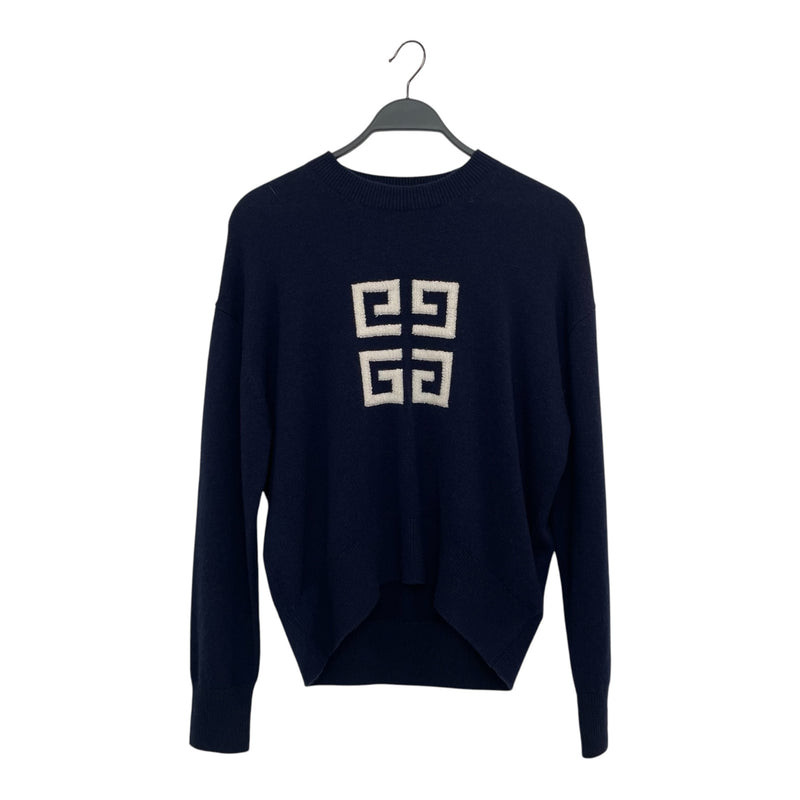 GIVENCHY/Sweater/S/Monogram/Cashmere/NVY/Pullover/EMBLEM LOW SHOULDER SWEATER