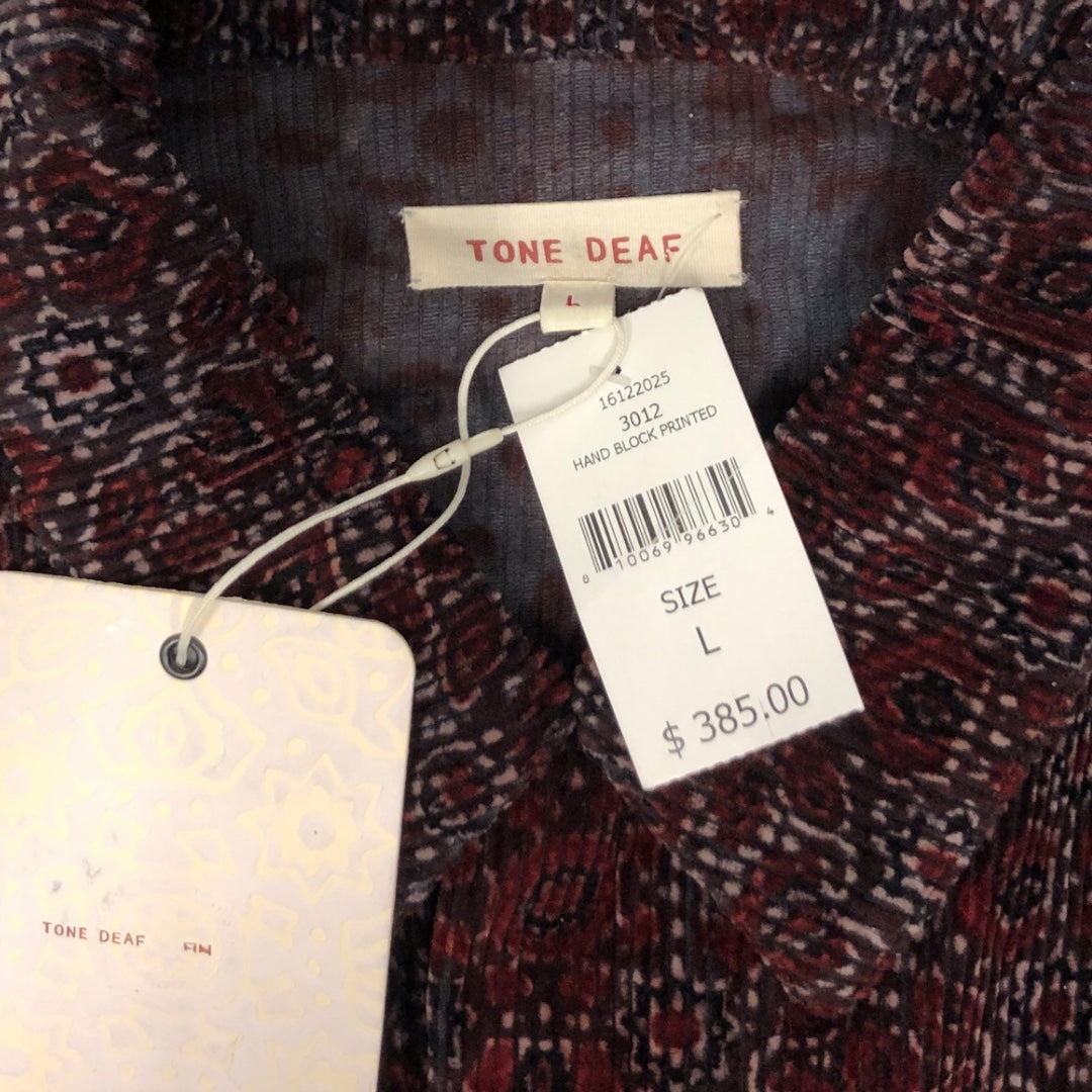 Tone Deaf/Jacket/L/Corduroy/RED/Hand Block Printed view 3