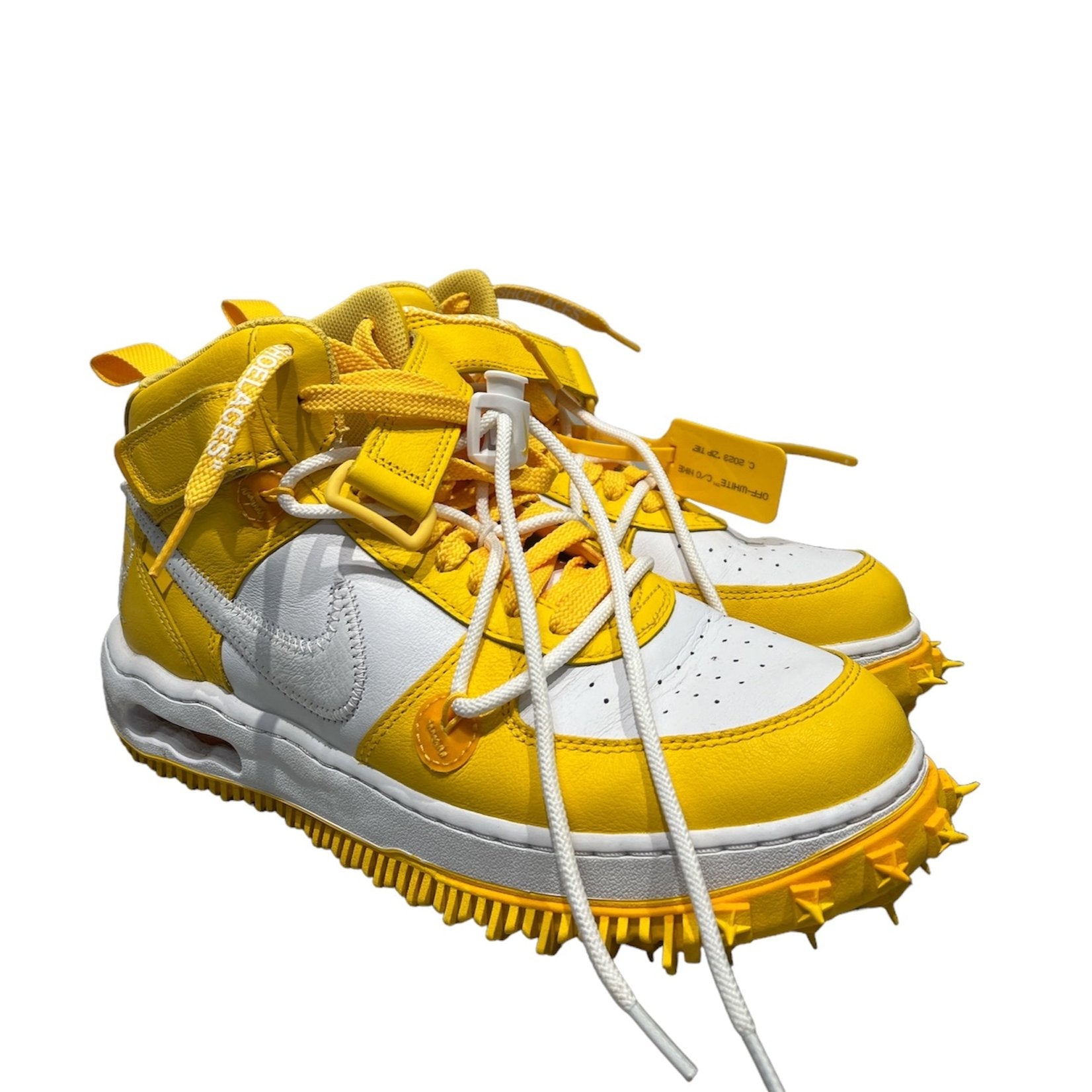 OFF-WHITE/Hi-Sneakers/US 9.5/Leather/YEL/AIR FORCE 1  MID view 1