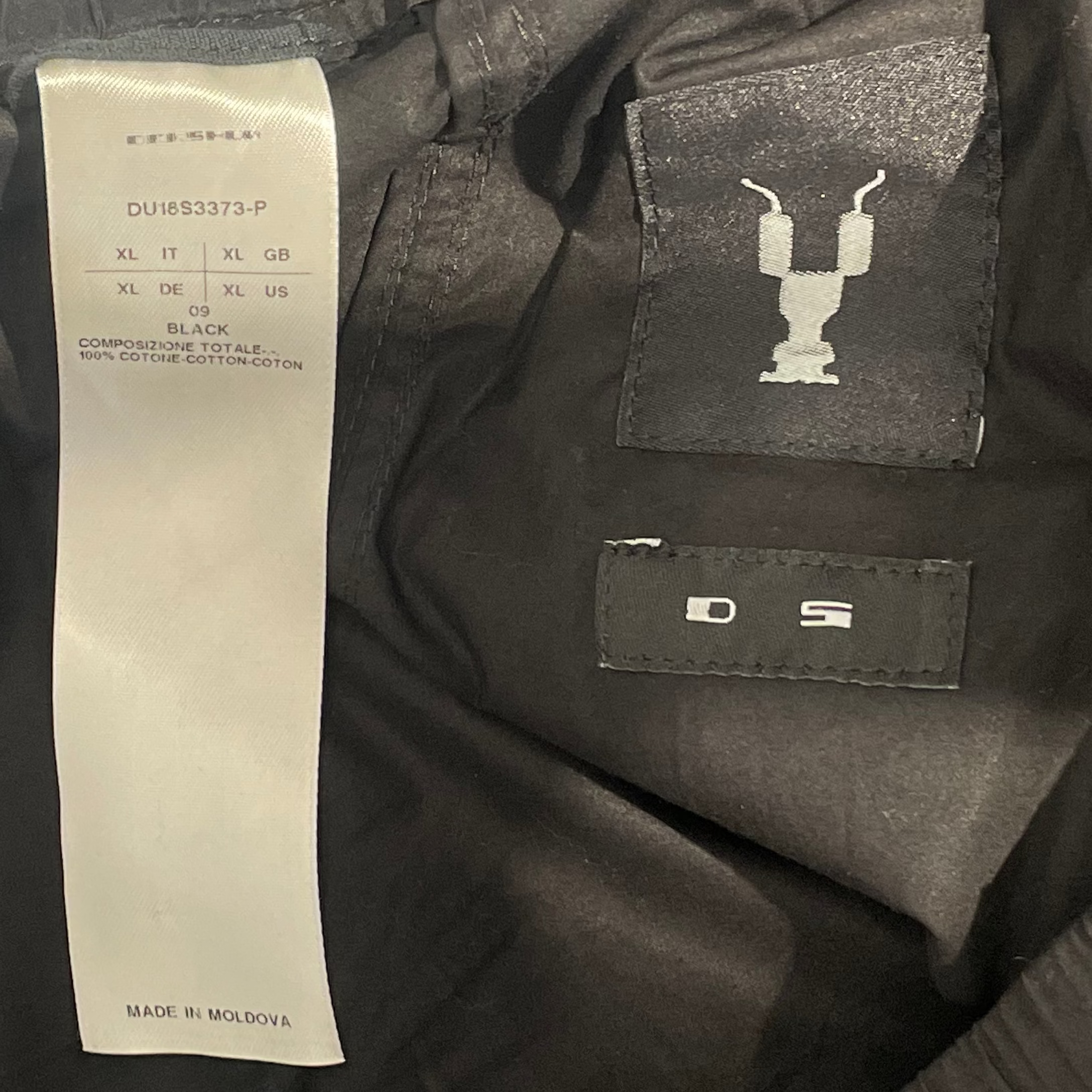RICK OWENS DRKSHDW/Shorts/XL/Cotton/BLK/DROPCROTCH W/ SQUARE BACK POCK view 4
