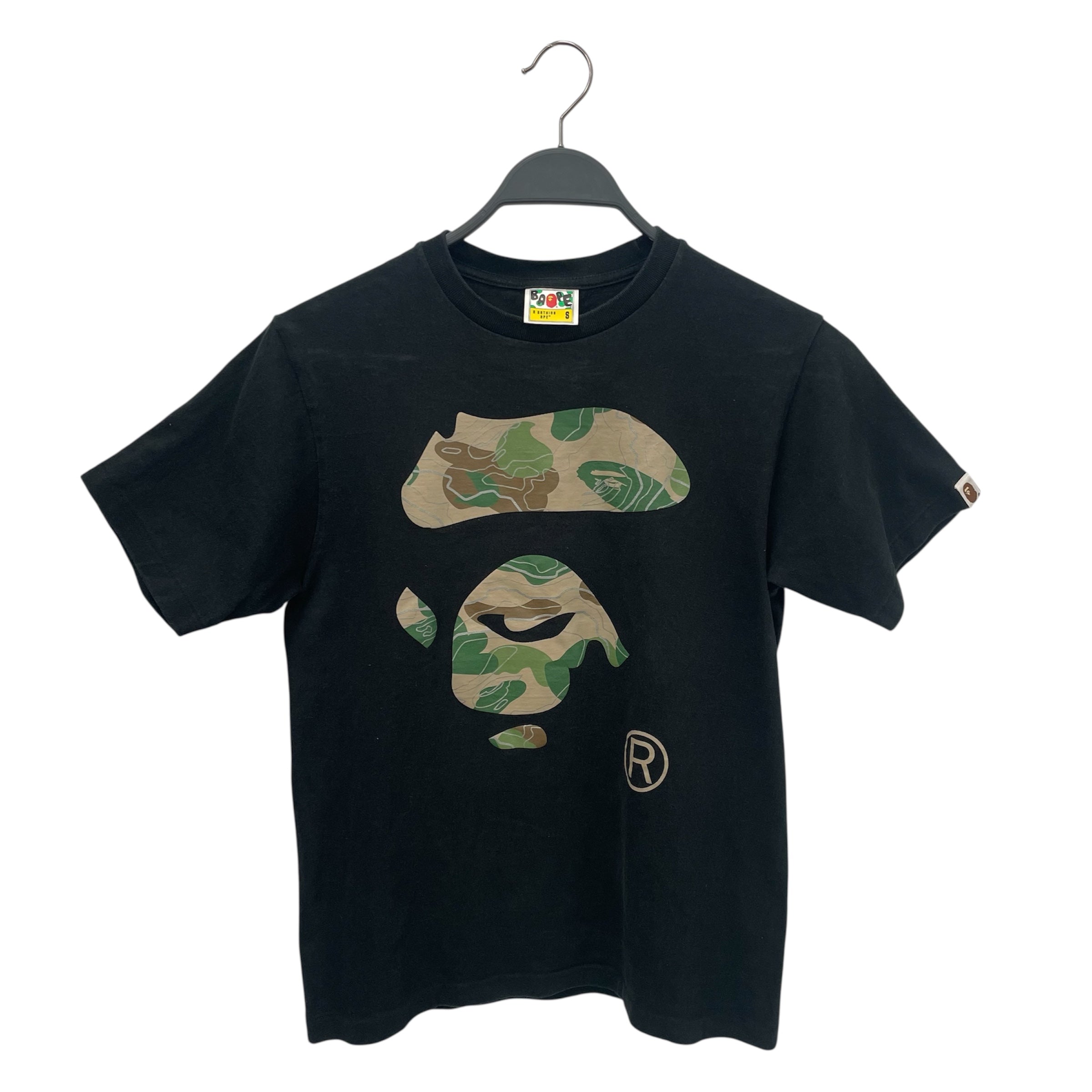 A BATHING APE/T-Shirt/S/Cotton/BLK/Graphic/Camo Ape view 1