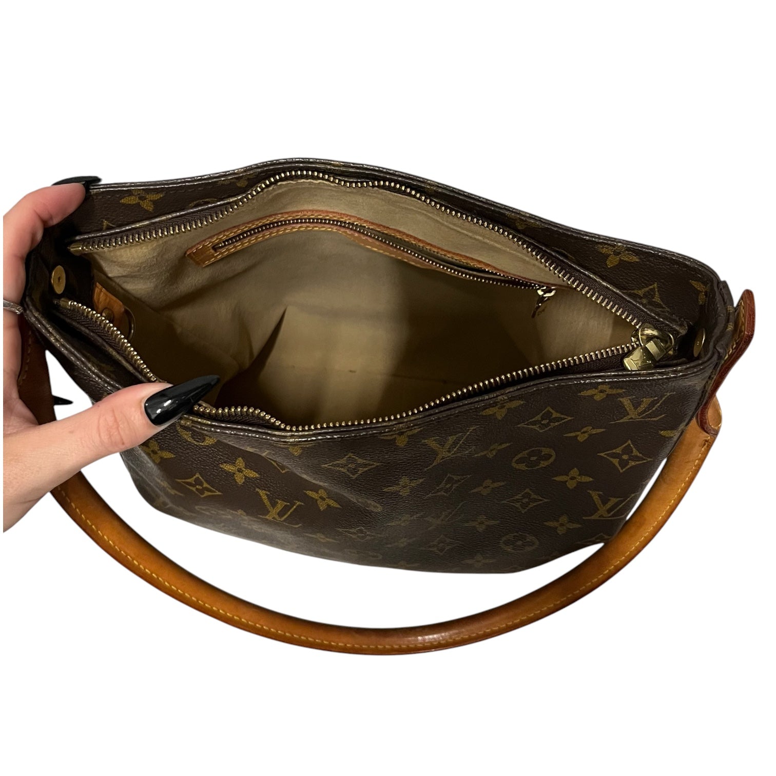 LOUIS VUITTON/Hand Bag/Monogram/Leather/BRW/looping GM view 3