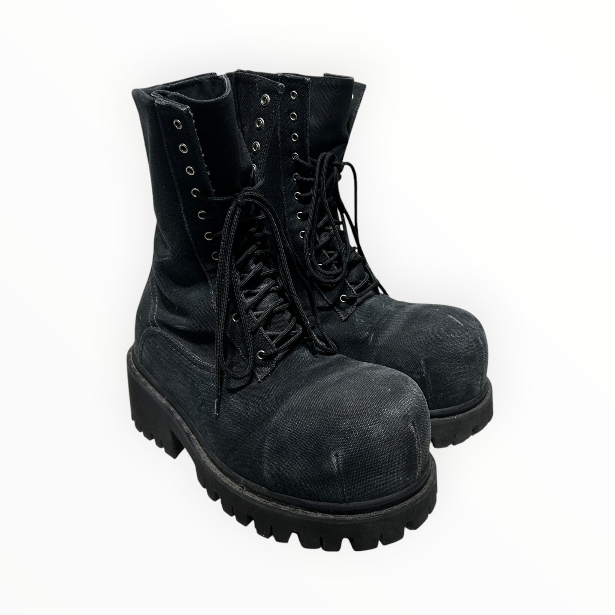 BALENCIAGA/Lace Up Boots/EU 43/Cotton/GRY/FADED CANVAS STOMPER BOOT view 1