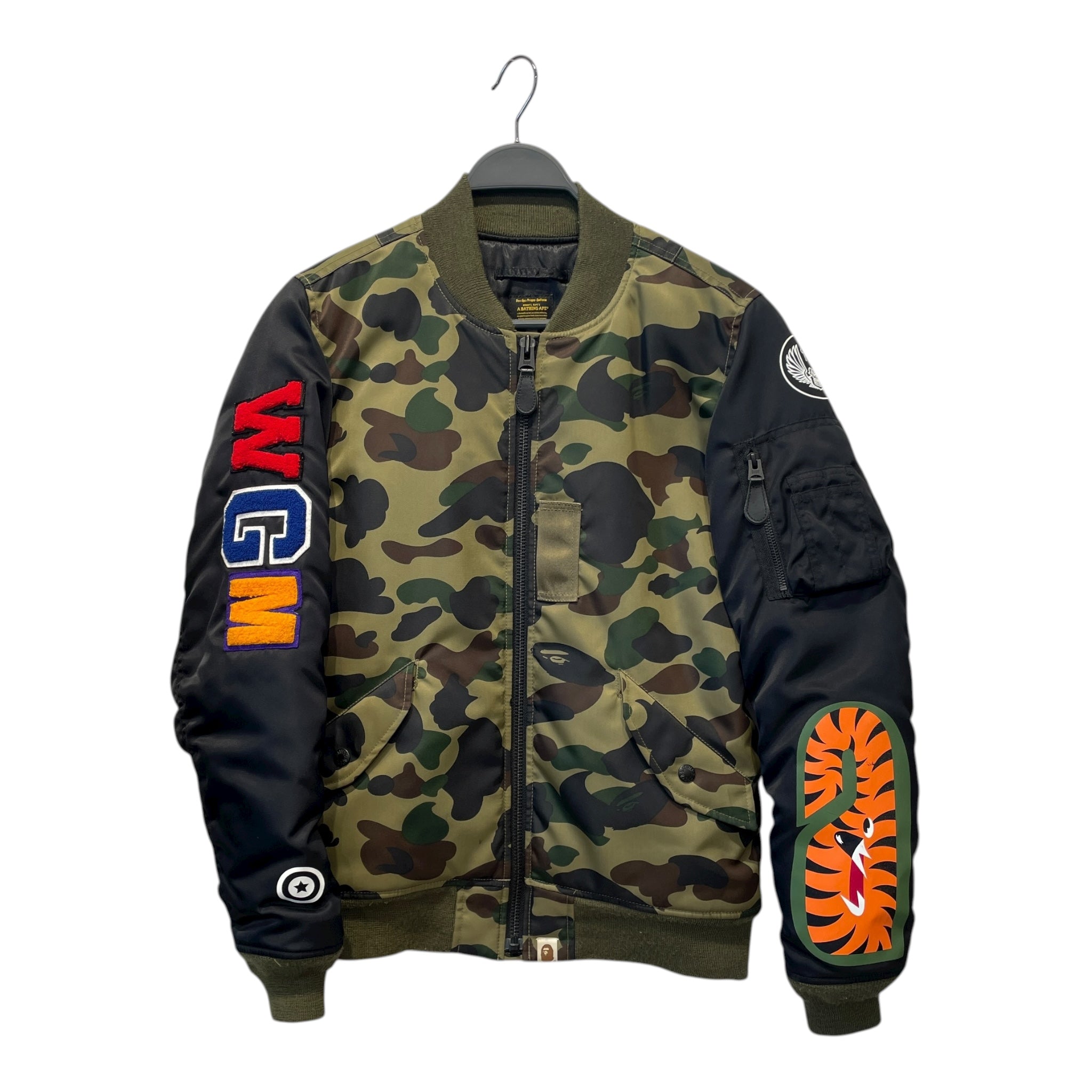 A BATHING APE/Flight Jkt/S/Nylon/GRN/Camouflage/1ST CAMO SHARK MA-1 view 1