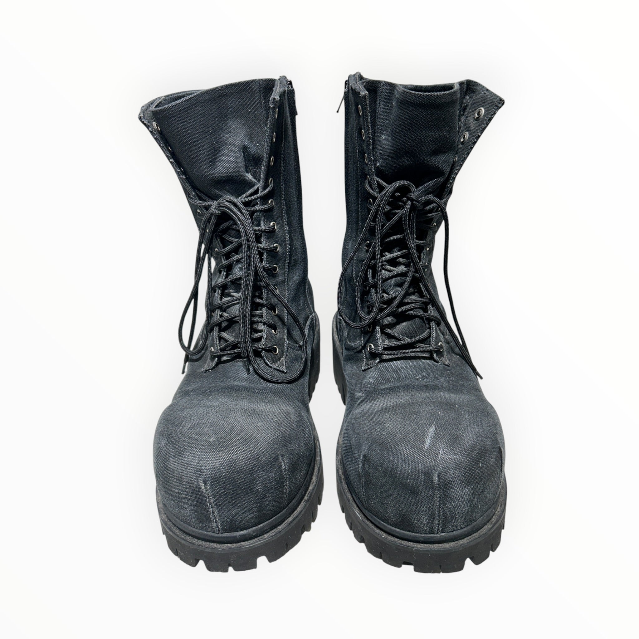 BALENCIAGA/Lace Up Boots/EU 43/Cotton/GRY/FADED CANVAS STOMPER BOOT view 3