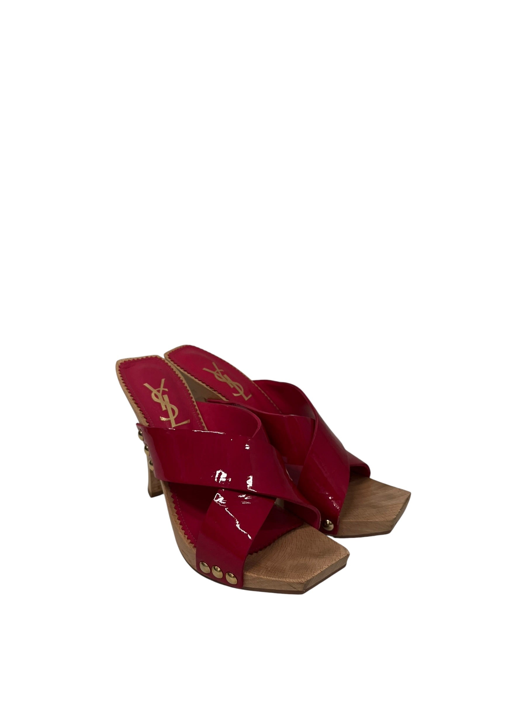 YVES SAINT LAURENT rive gauche/Heels/EU 37/Leather/PNK/WOOD W PINK LEATHER view 1