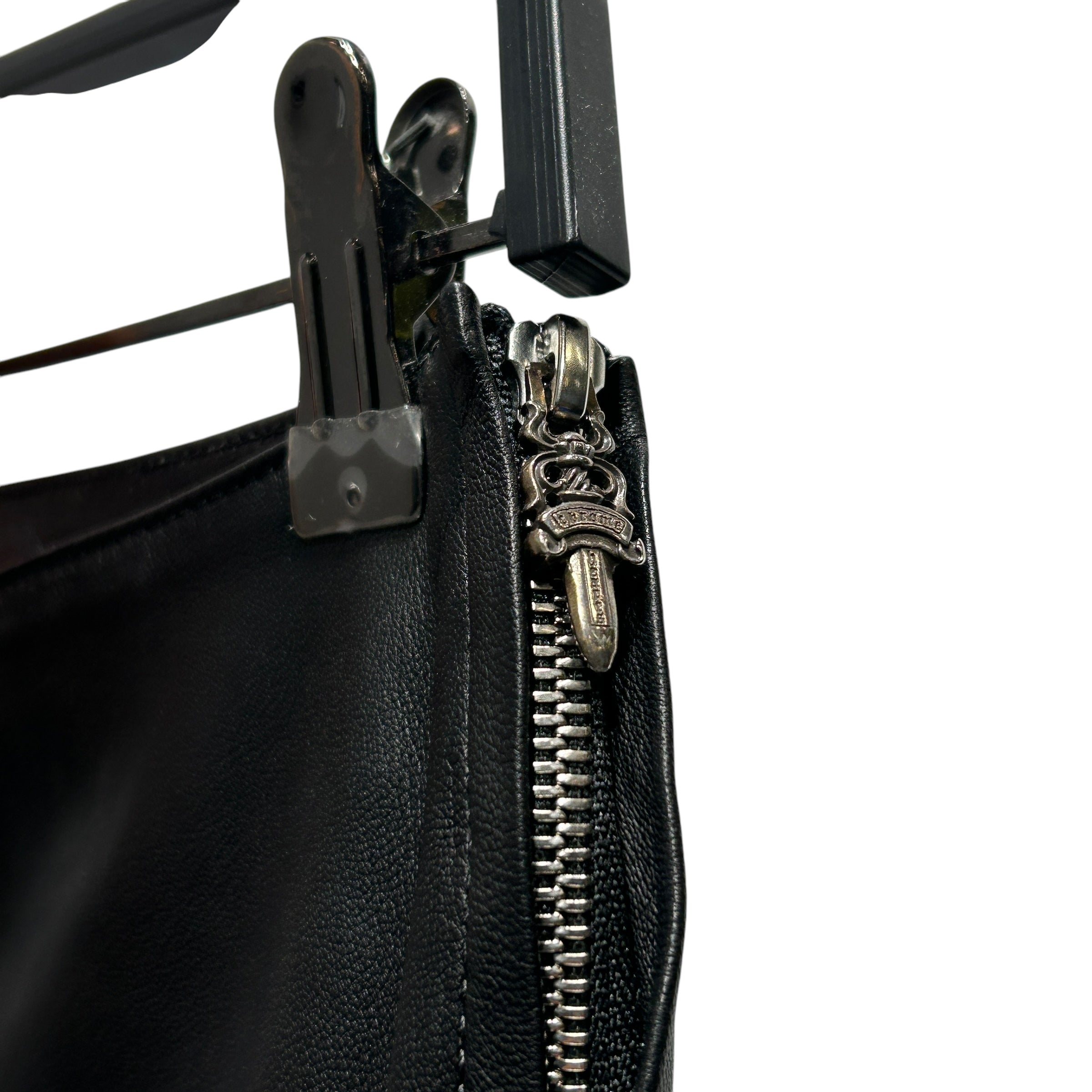 CHROME HEARTS/Bootcut Pants/26/Lambskin/BLK/Low-rise/LAMBSKIN LEATHER TROUSER view 5