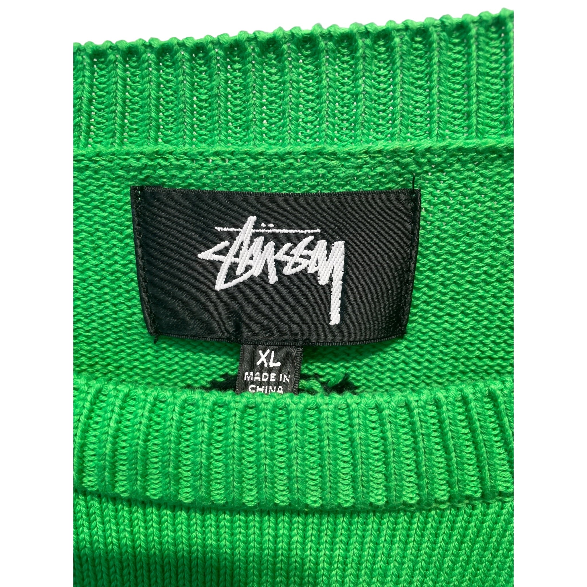STUSSY/Heavy Sweater/XL/Cotton/GRN/JAQUARD CROWN BACK GRAPHIC view 3