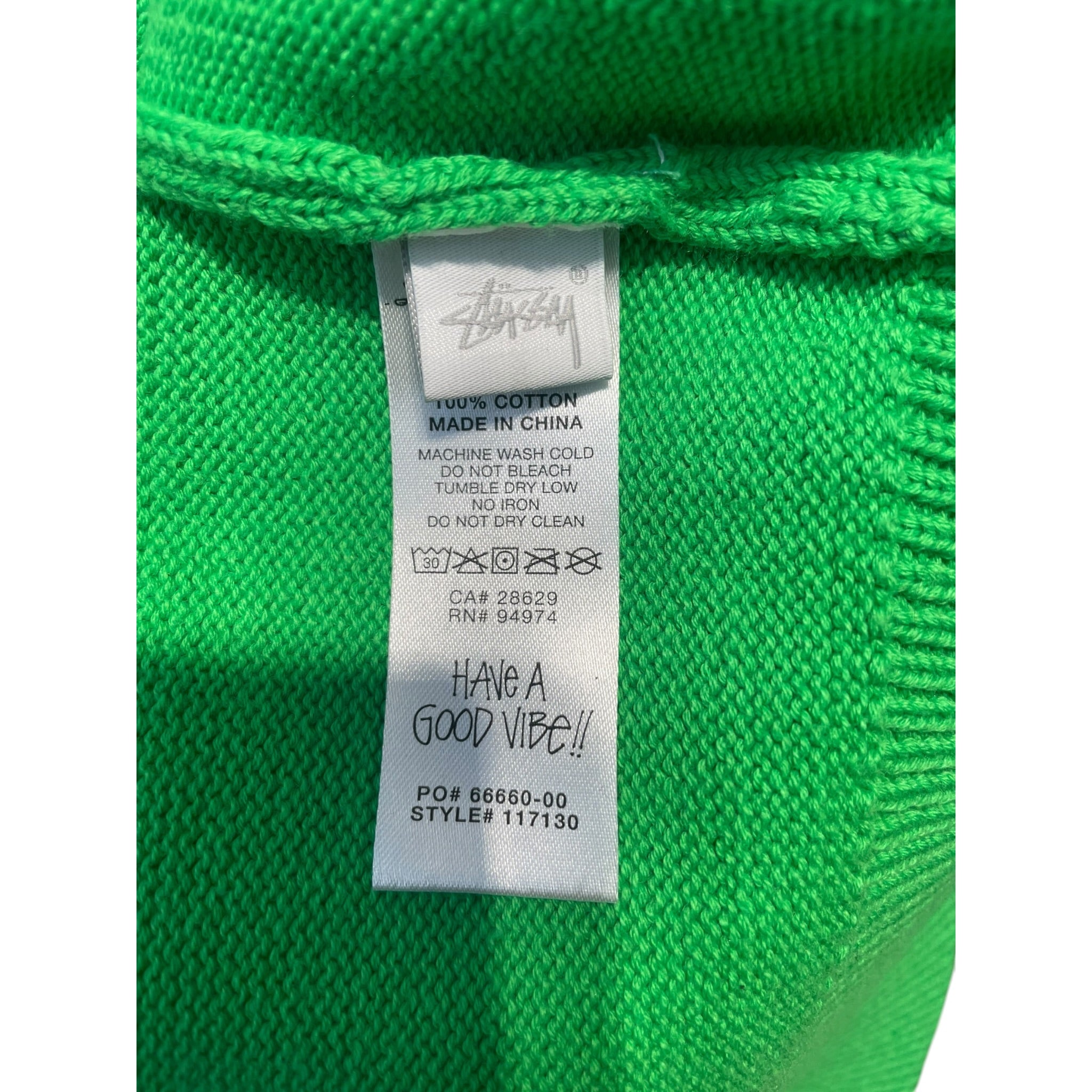 STUSSY/Heavy Sweater/XL/Cotton/GRN/JAQUARD CROWN BACK GRAPHIC view 4