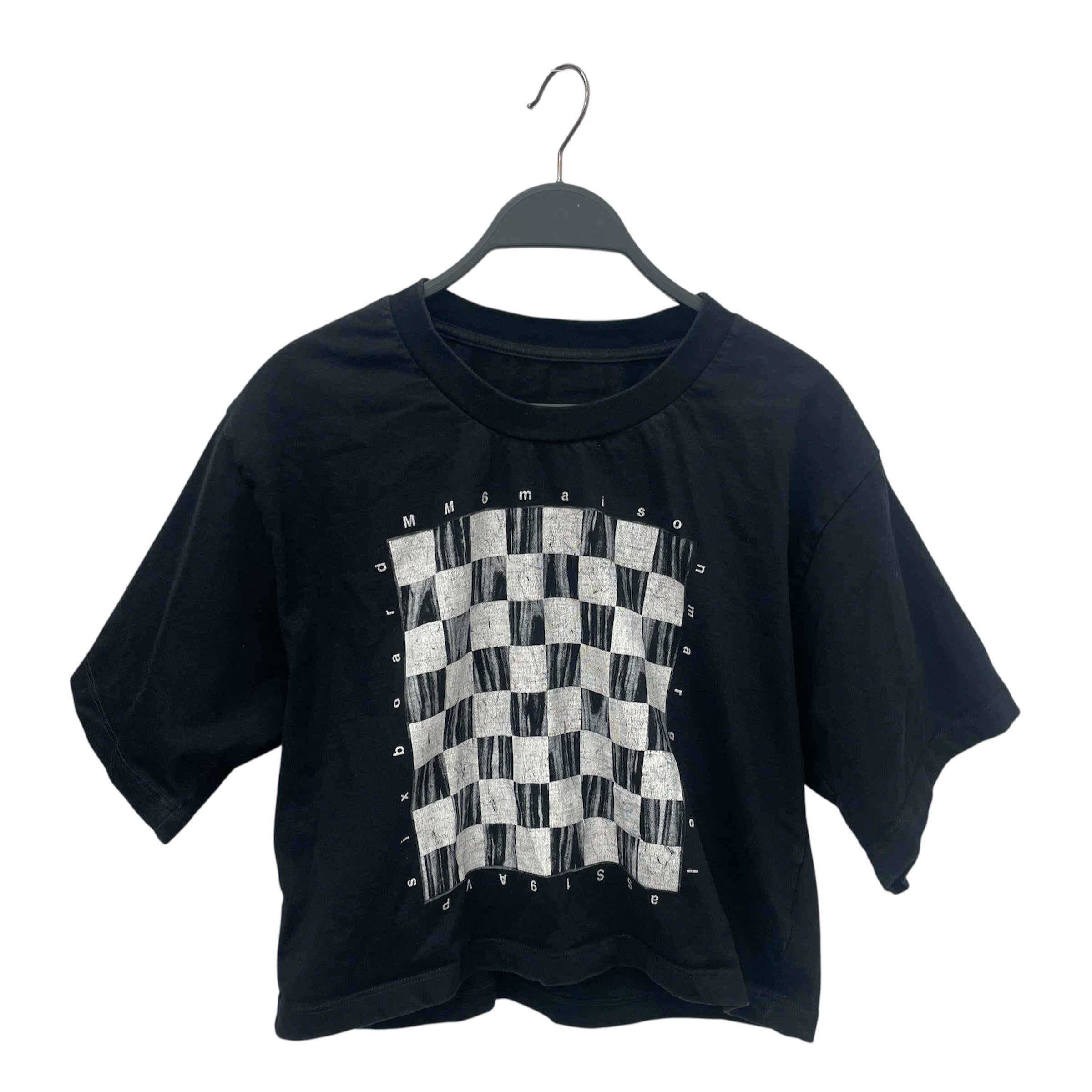 MM6/T-Shirt/XS/Graphic/Cotton/BLK/CHECKER BOARD GRAPHIC view 1