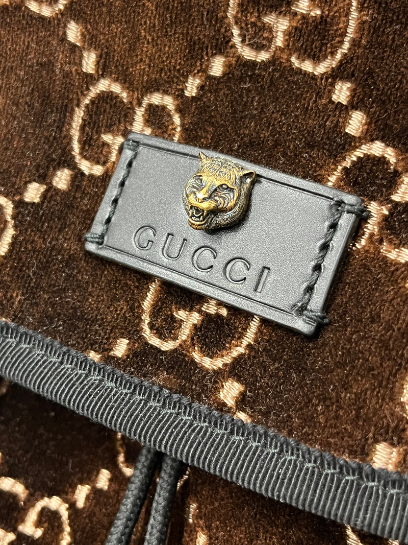 GUCCI/Backpack/M/Monogram/Velour/BRW/VELVET GG BACKPACK