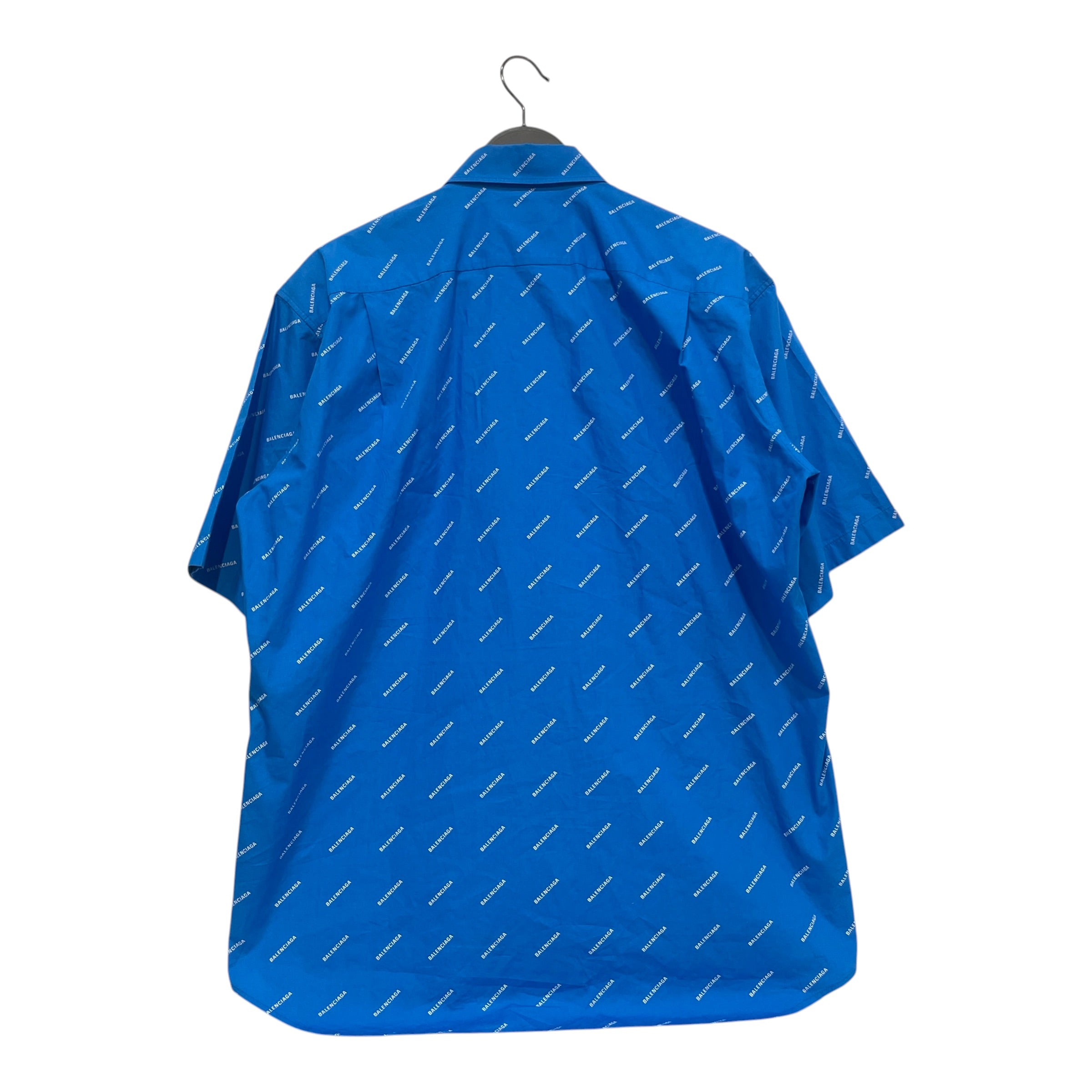 BALENCIAGA/SS Shirt/38/Cotton/BLU/All Over Print/All Over Logo S/S Shirt view 2
