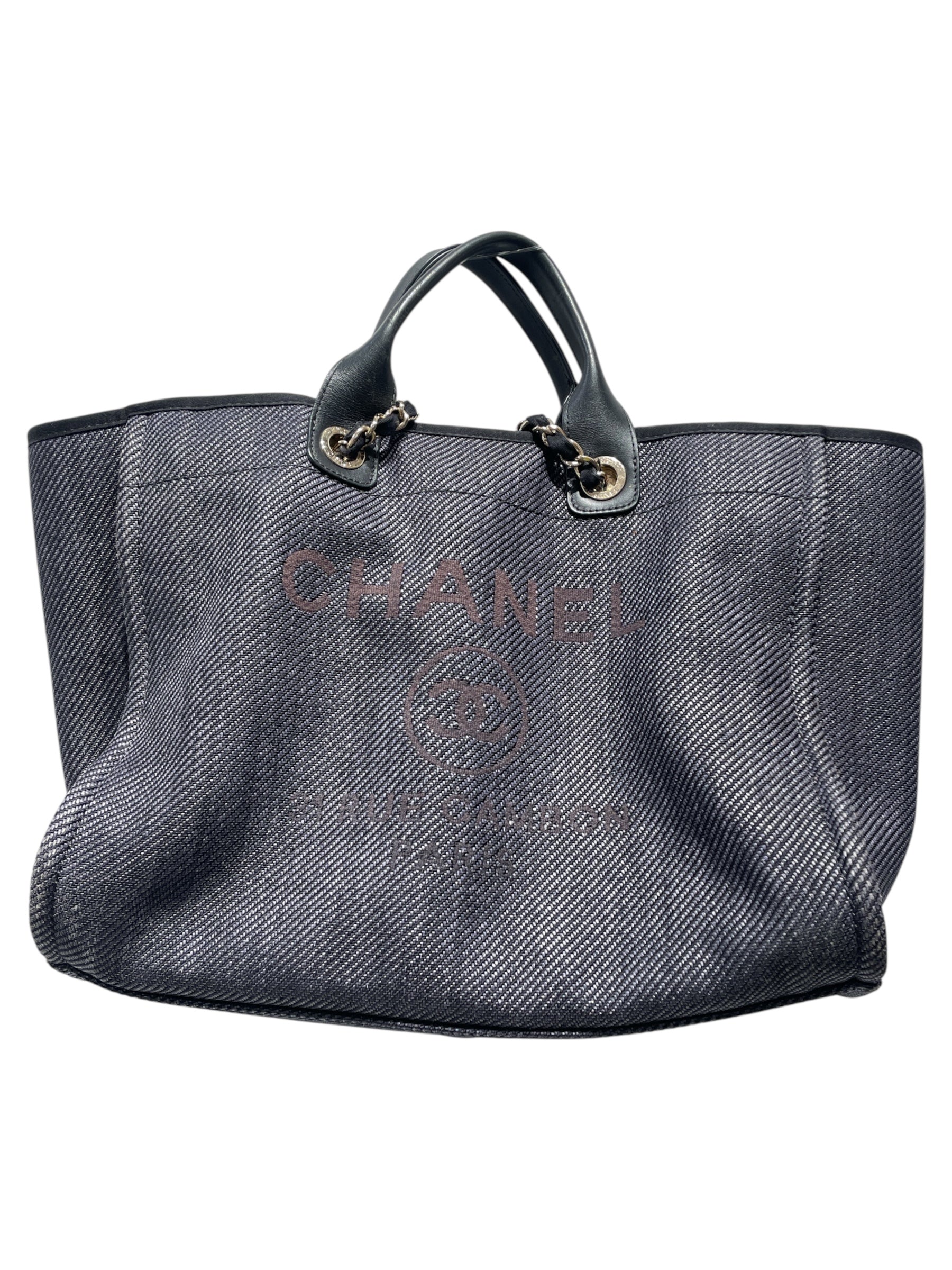 CHANEL/Tote Bag/Stripe/Cotton/NVY/Deauville Denim Tote view 1