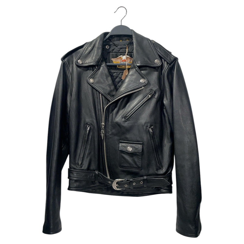 HARLEY DAVIDSON/Leather Jkt/38/Leather/BLK/Double Breasted/BIKER JACKET