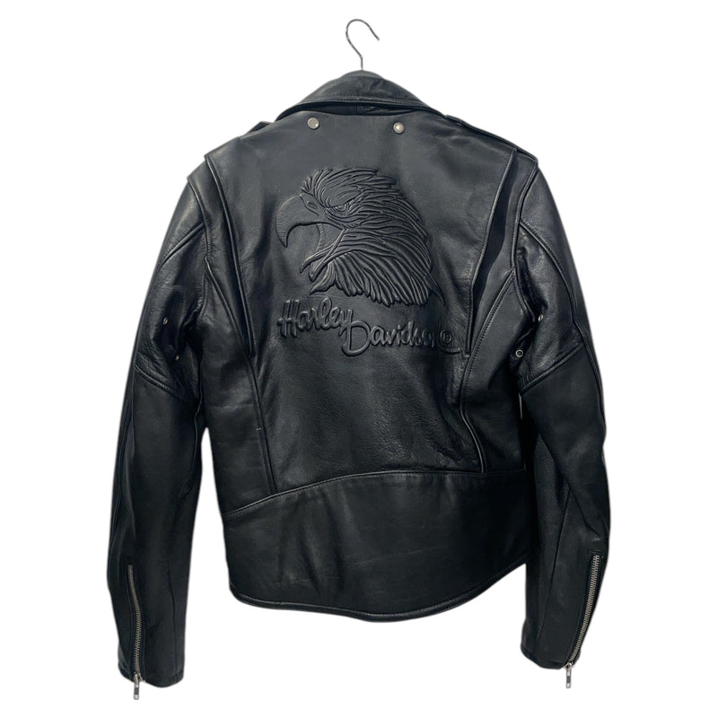 HARLEY DAVIDSON/Leather Jkt/38/Leather/BLK/Double Breasted/BIKER JACKET