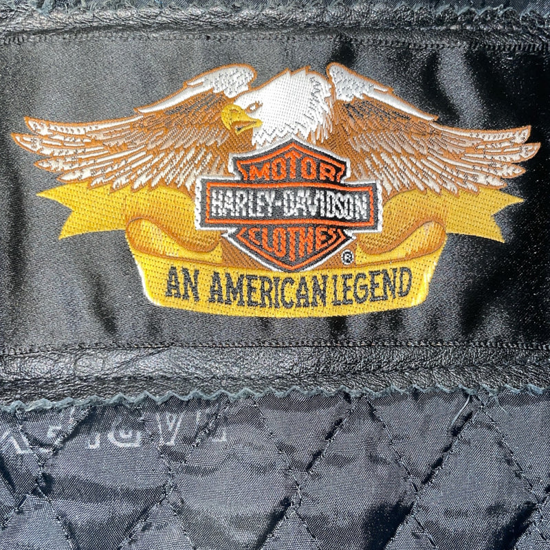 HARLEY DAVIDSON/Leather Jkt/38/Leather/BLK/Double Breasted/BIKER JACKET
