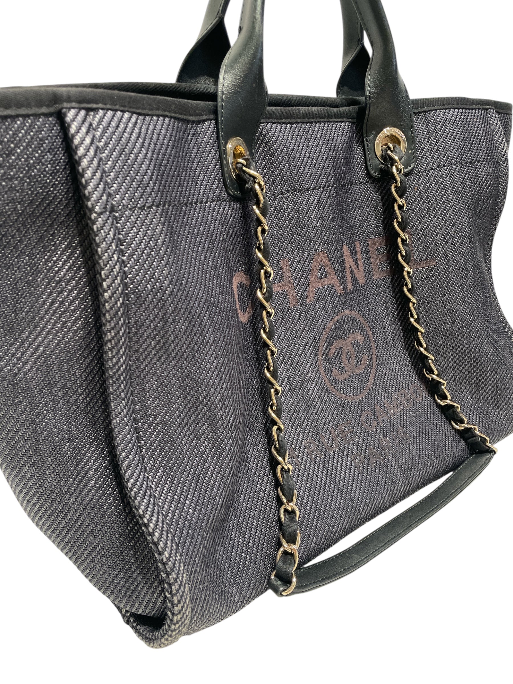 CHANEL/Tote Bag/Stripe/Cotton/NVY/Deauville Denim Tote view 6