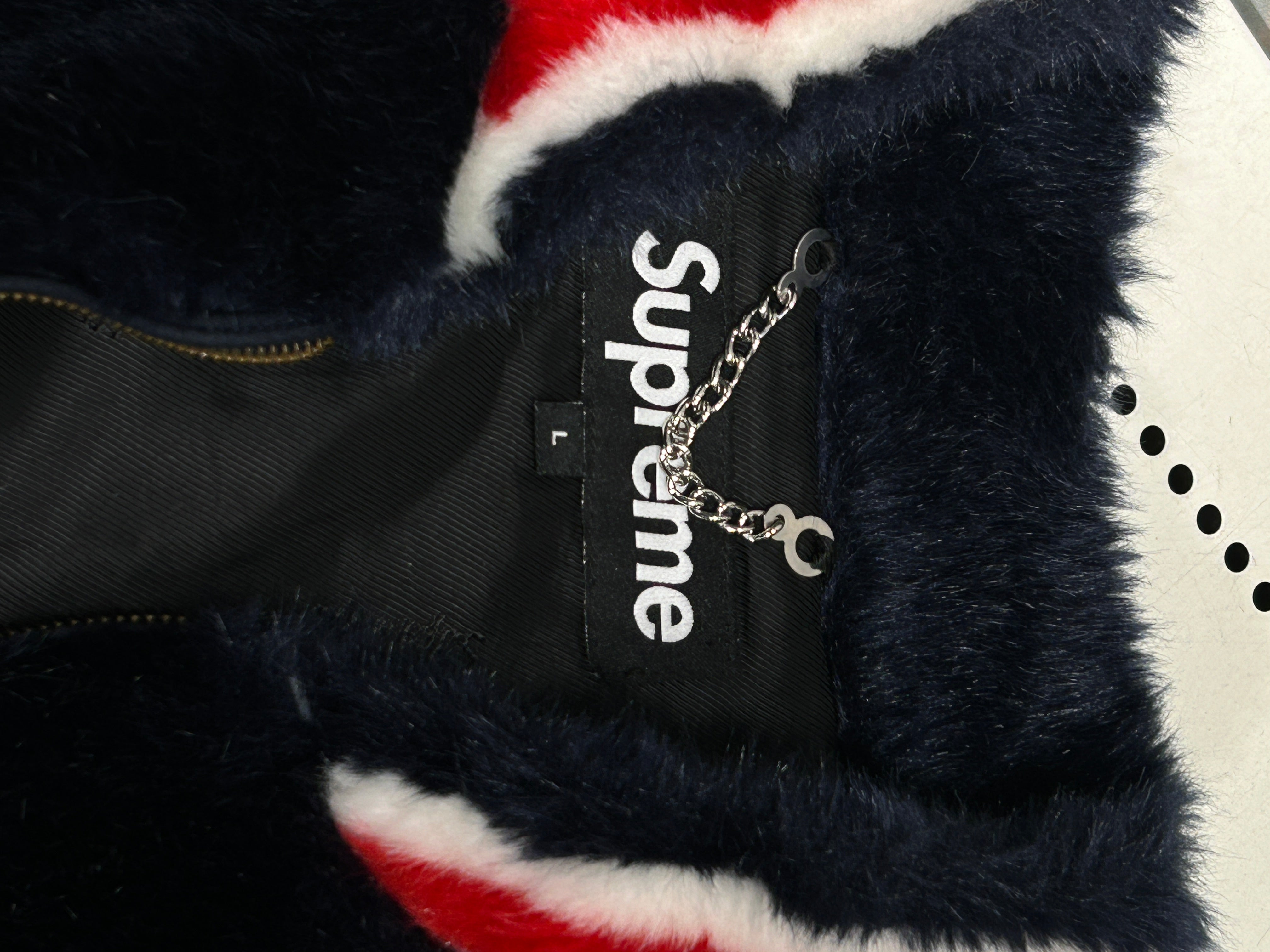 Supreme/Baseball Jkt/L/Acrylic/NVY/Graphic/FAUX FUR VARSITY view 4
