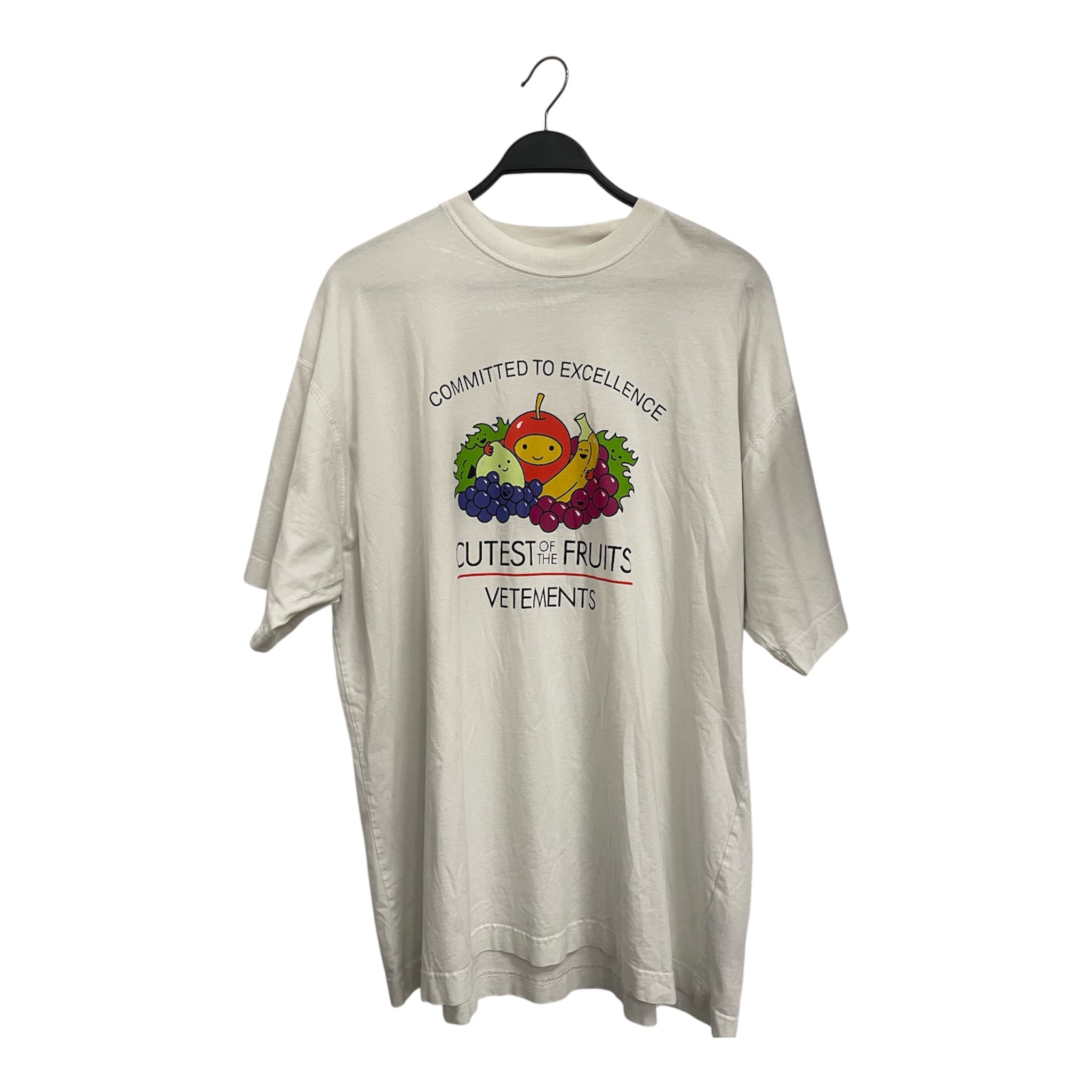 VETEMENTS/T-Shirt/S/Cotton/WHT/Graphic/CUTEST OF THE FRUITS view 1