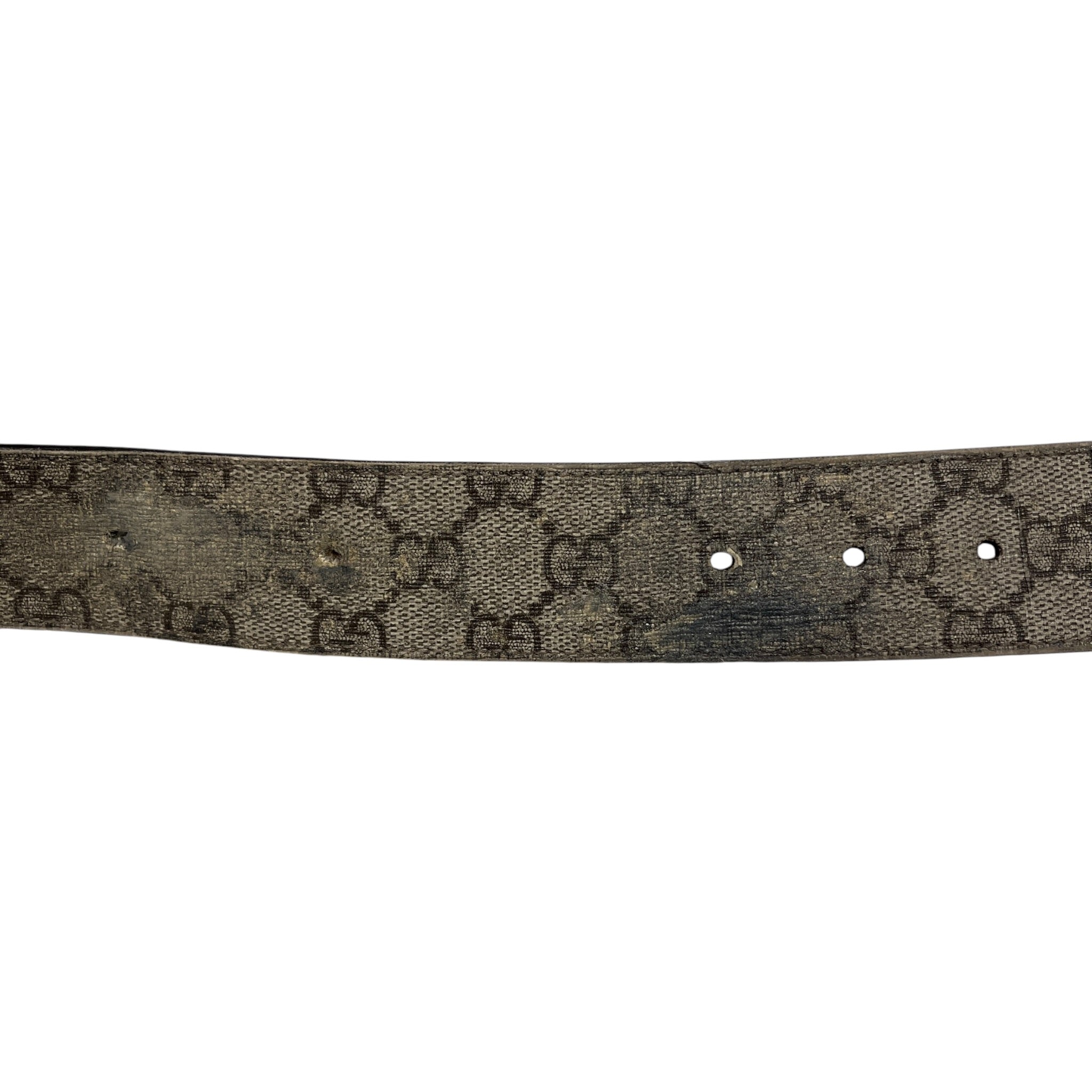 GUCCI/Belt/Monogram/Leather/GRY/M's/SILVER LOGO BUCKLE/BRW INSIDE view 6