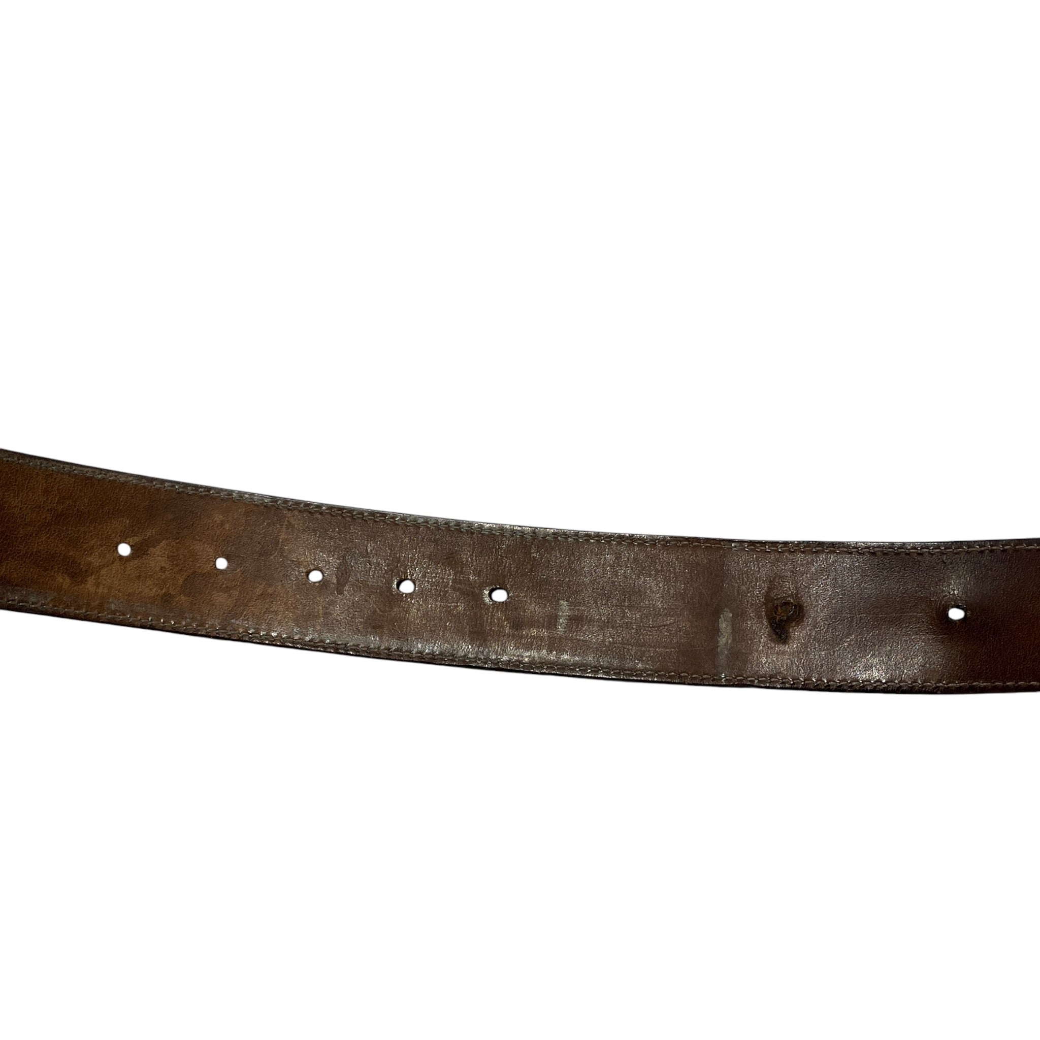 GUCCI/Belt/Monogram/Leather/GRY/M's/SILVER LOGO BUCKLE/BRW INSIDE view 5