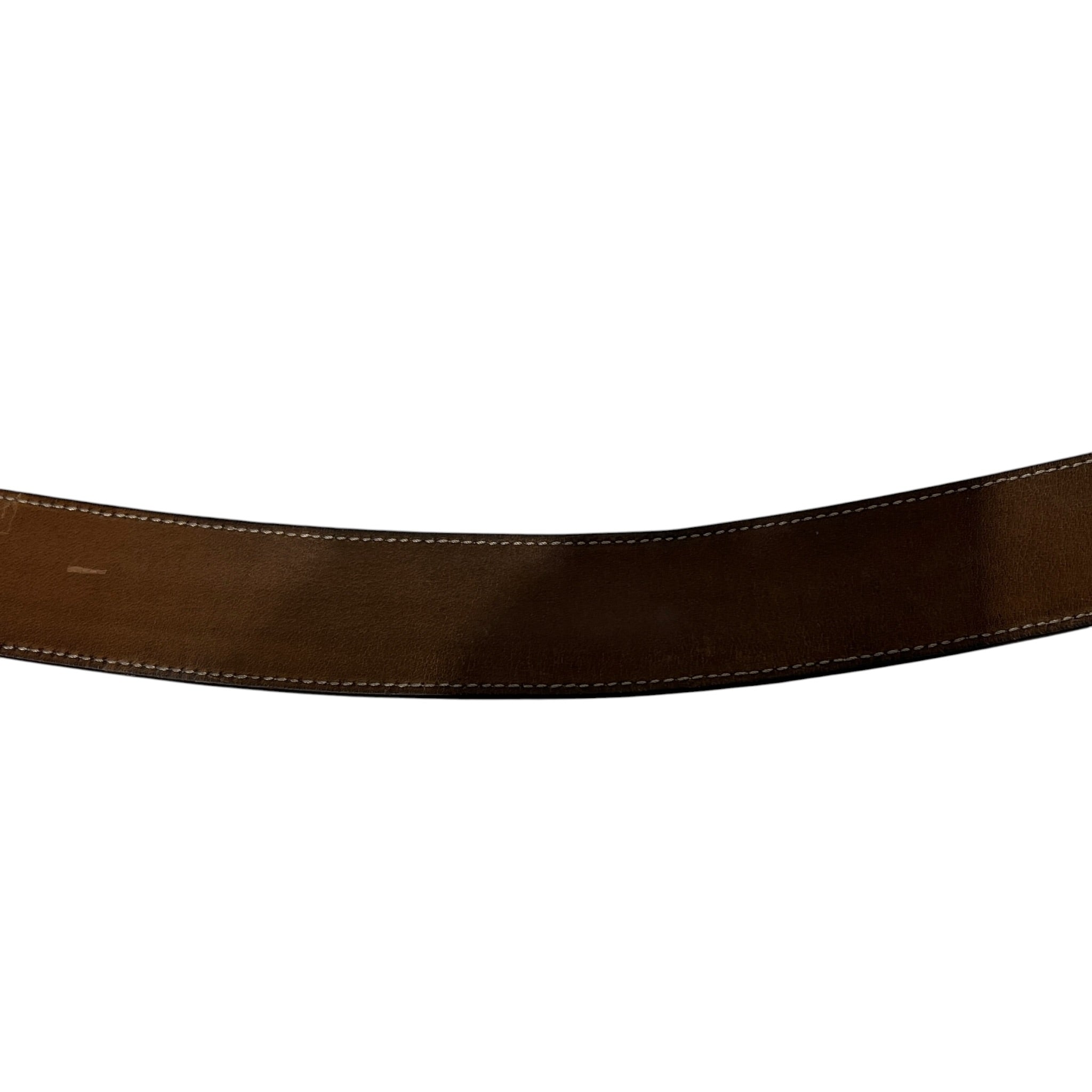 GUCCI/Belt/Monogram/Leather/GRY/M's/SILVER LOGO BUCKLE/BRW INSIDE view 4
