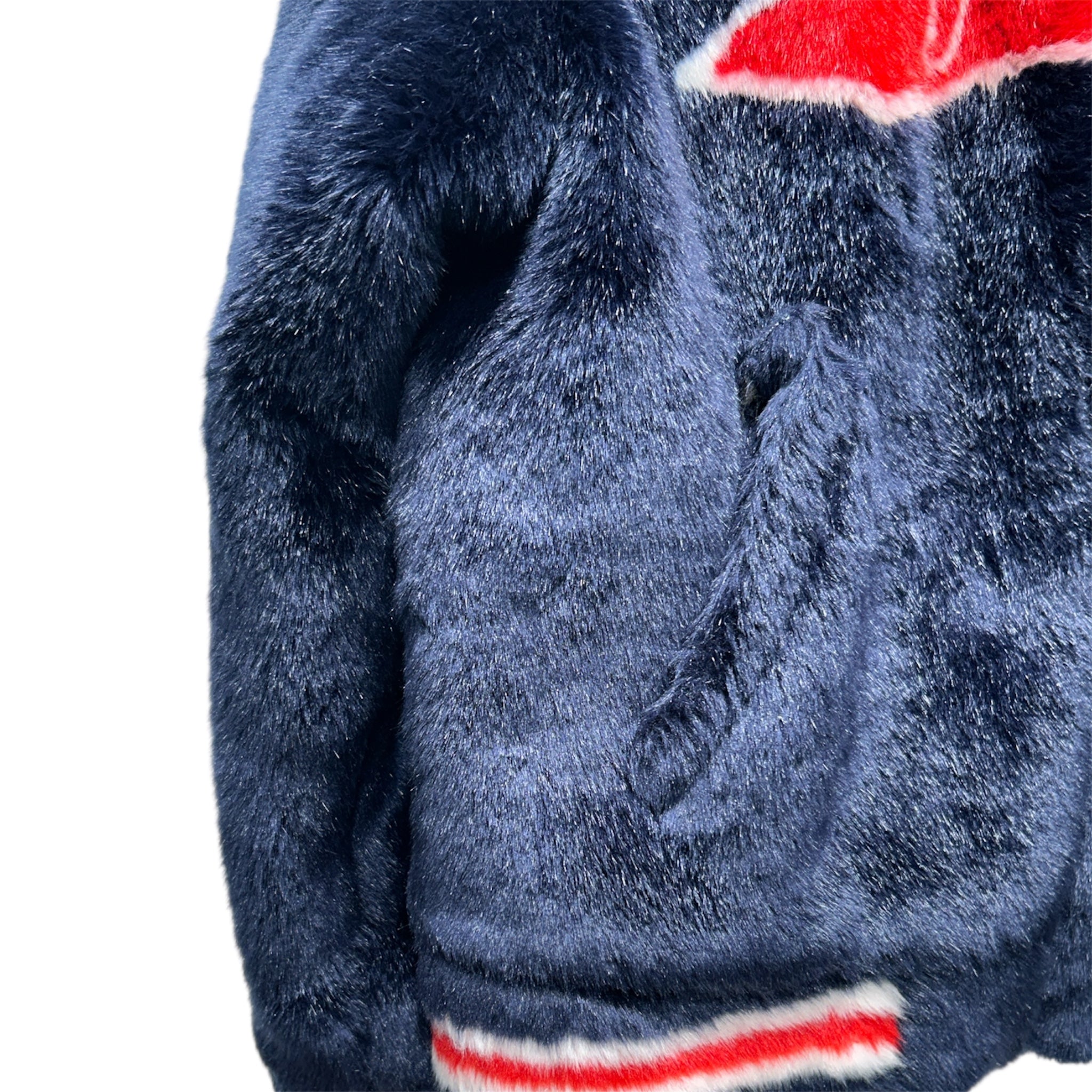 Supreme/Baseball Jkt/L/Acrylic/NVY/Graphic/FAUX FUR VARSITY view 3