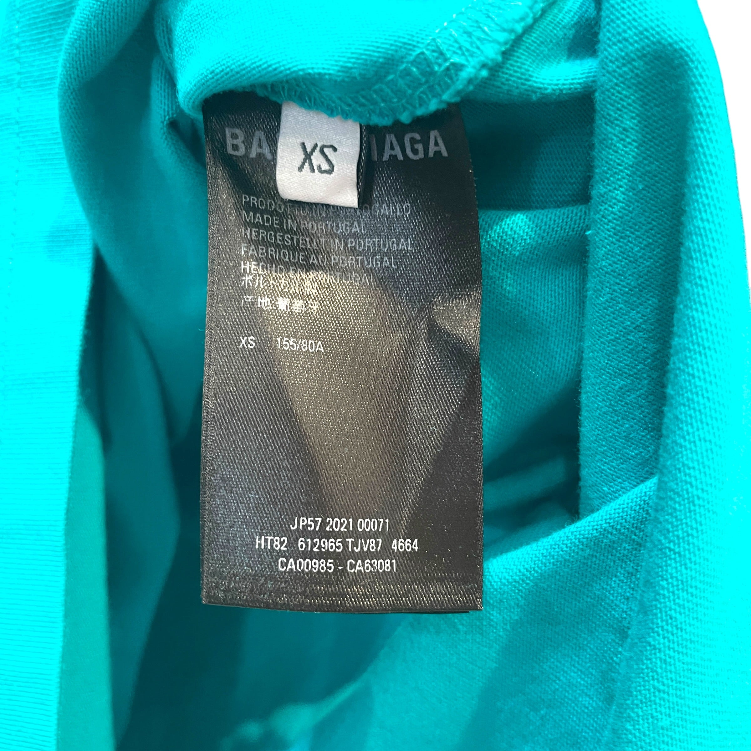 BALENCIAGA/T-Shirt/XS/Cotton/BLU/Wide Line Turquoise T-shirt view 6